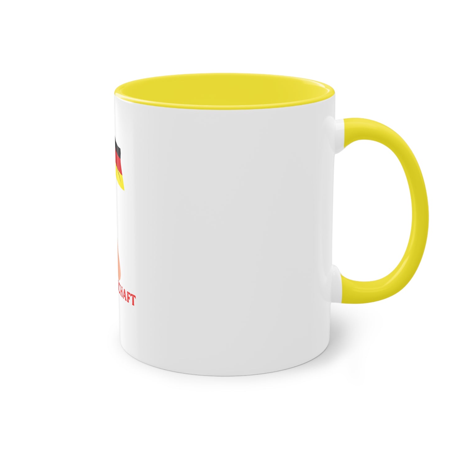 Fans für die Mannschaft, für Deutschland – Perfekt für den Morgenkaffee, weißer Außenbereich mit mehrfarbigem Innenbereich und Henkel, große; 11 Unzen