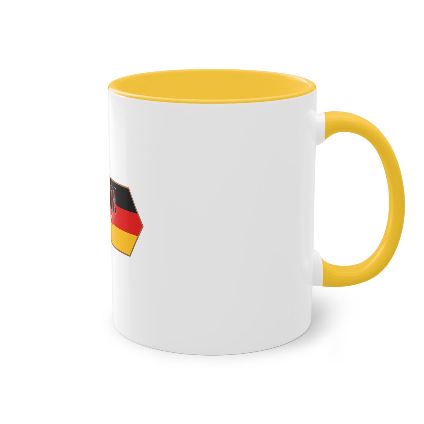 Tor!, Deutschland auf Kaffeetassen, Teetassen bedruckt; weißer Außenbereich mit mehrfarbigem Innenbereich und Henkel, große; 11 Unzen
