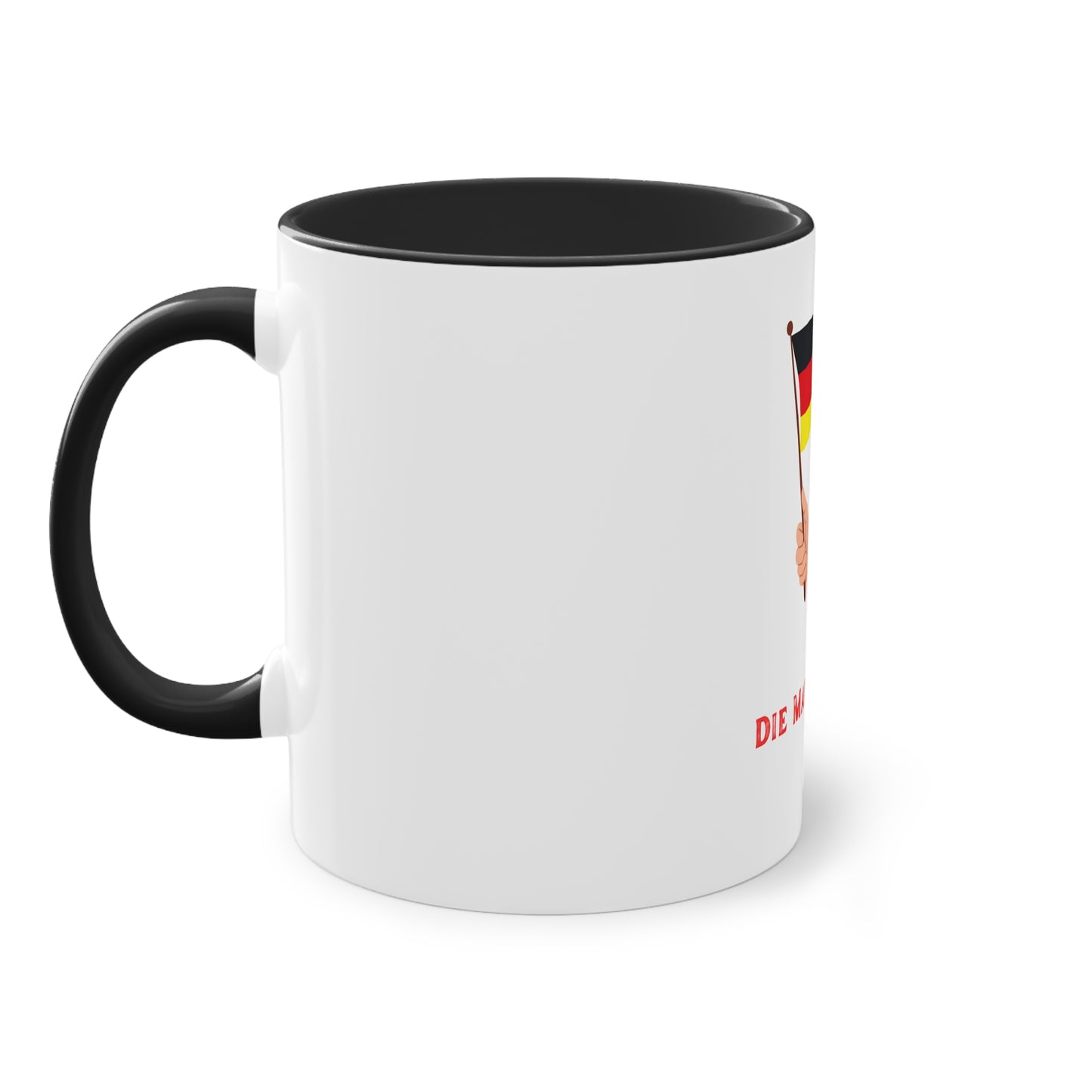 Fans für die Mannschaft, für Deutschland – Perfekt für den Morgenkaffee, weißer Außenbereich mit mehrfarbigem Innenbereich und Henkel, große; 11 Unzen