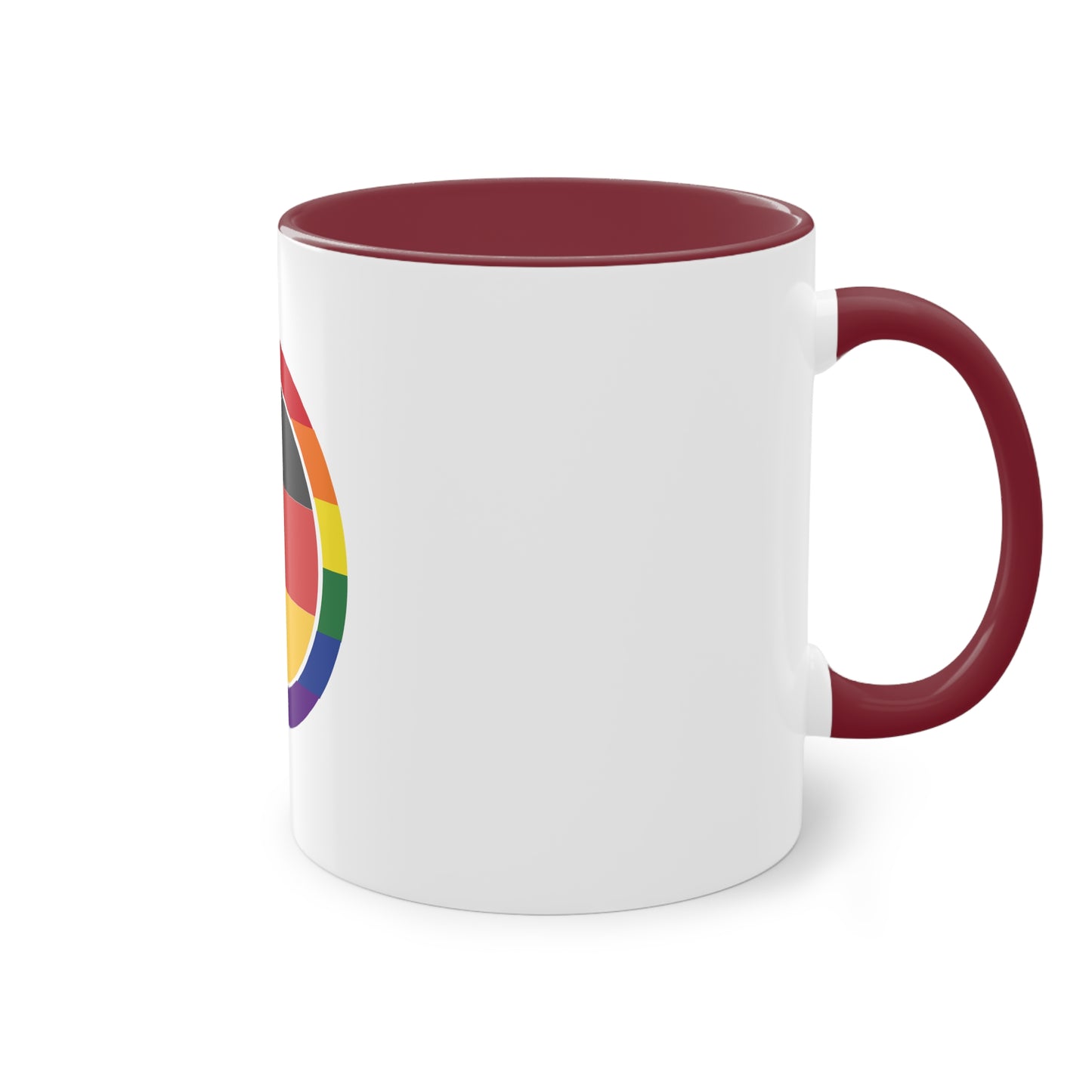 Deutschland Regenbogen Pride Mode, für Vielfalt, Verständnis und Akzeptanz auf Kaffeetassen bedruckt; weißer Außenbereich mit mehrfarbigem Innenbereich und Henkel, große; 11 Unzen