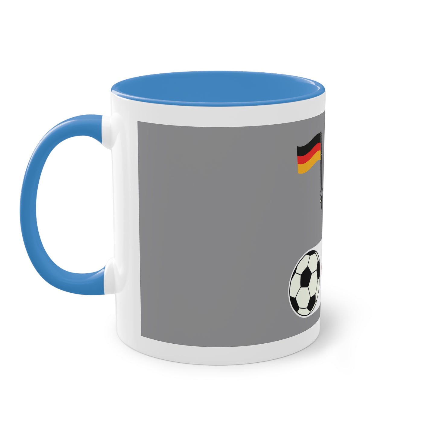 Germany - Top Fan forever - auf Kaffeetassen bedruckt; weißer Außenbereich mit mehrfarbigem Innenbereich und Henkel, große; 11 Unzen