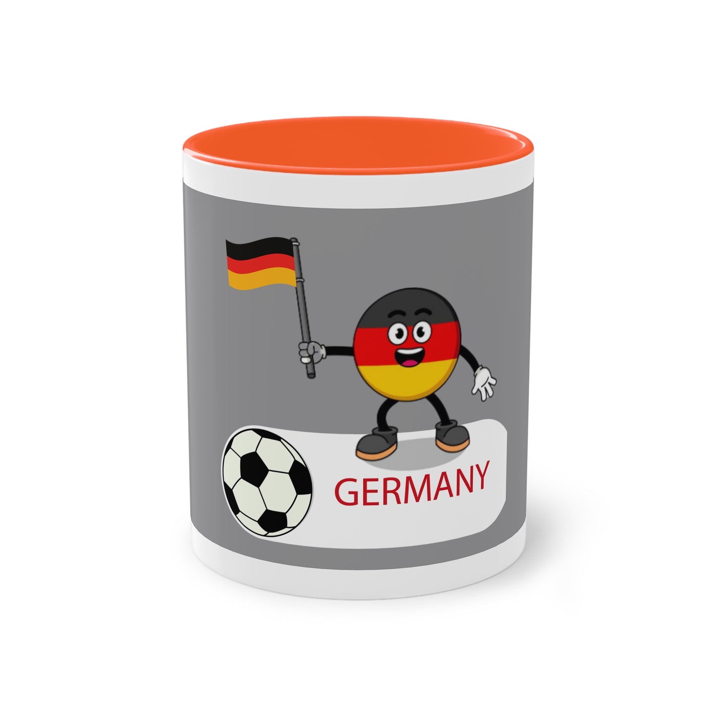 Germany - Top Fan forever - auf Kaffeetassen bedruckt; weißer Außenbereich mit mehrfarbigem Innenbereich und Henkel, große; 11 Unzen