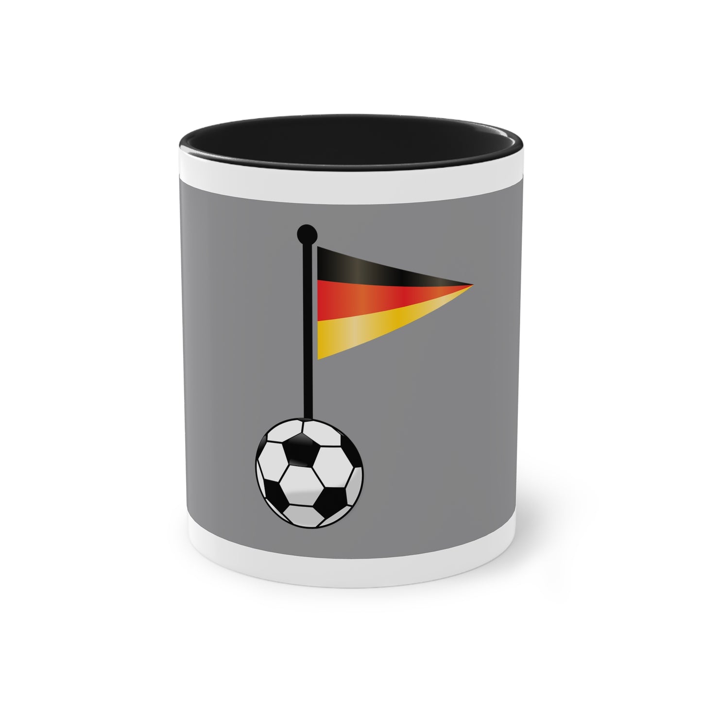 Hochwertige Teetassen mit deutschen Kulturmotiven - Soccer Motiv– Perfekt für den Morgenkaffee, weißer Außenbereich mit mehrfarbigem Innenbereich und Henkel, große; 11 Unzen