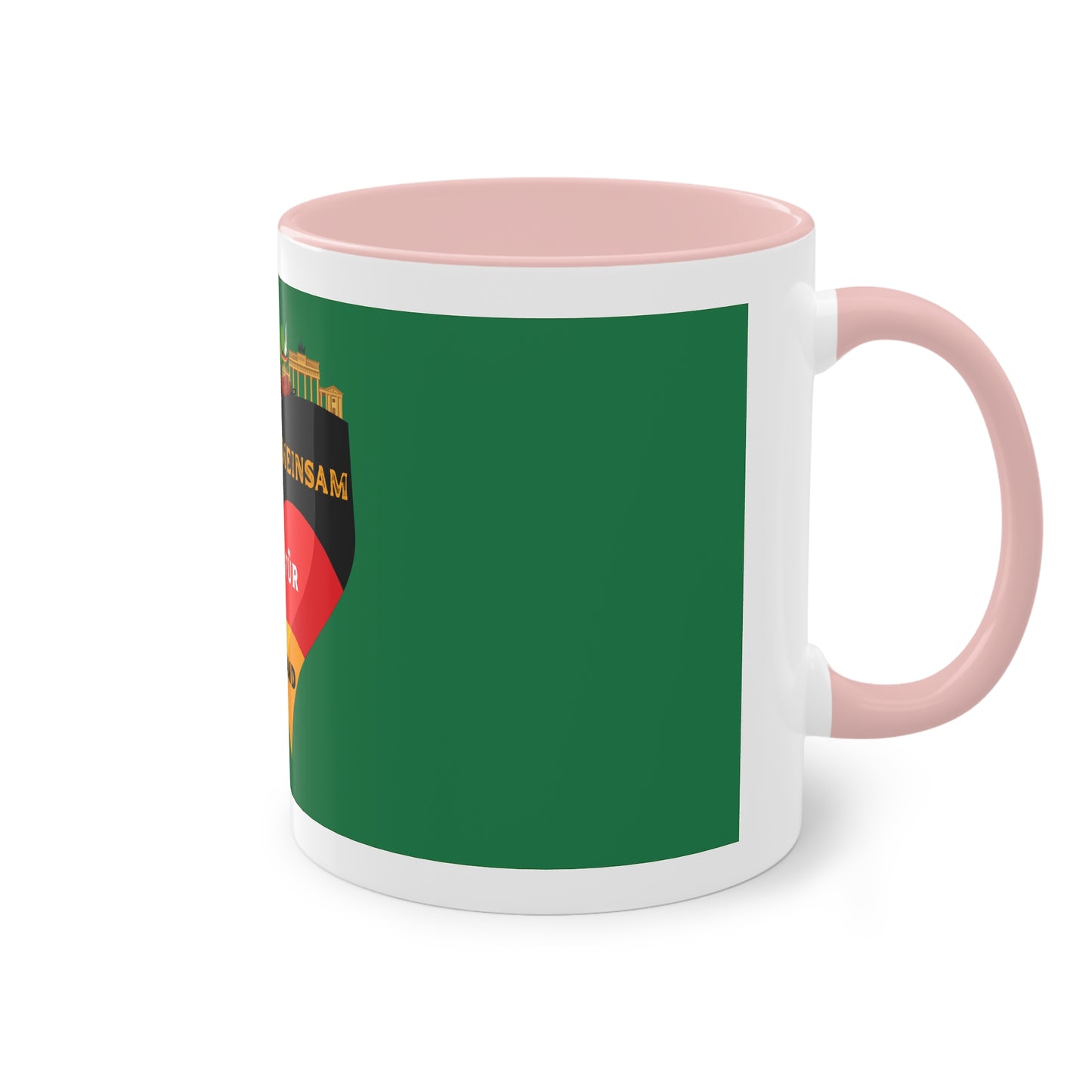 Gemeinsam für Deutschland - Hochwertige Teetassen mit deutschen Kulturmotiven - Soccer Motiv– Perfekt für den Morgenkaffee, weißer Außenbereich mit mehrfarbigem Innenbereich und Henkel, große; 11 Unzen