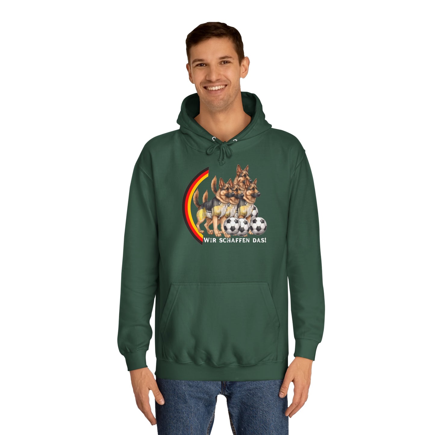 Mit den deutschen Hunden als Fan, schaffen wir das! bedruckt auf Unisex Hoodies - Beideseitig gedruckt