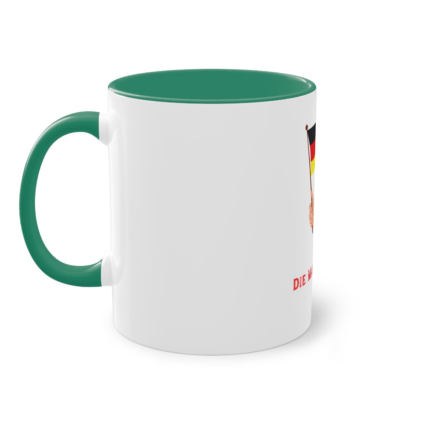 Fans für die Mannschaft, für Deutschland – Perfekt für den Morgenkaffee, weißer Außenbereich mit mehrfarbigem Innenbereich und Henkel, große; 11 Unzen
