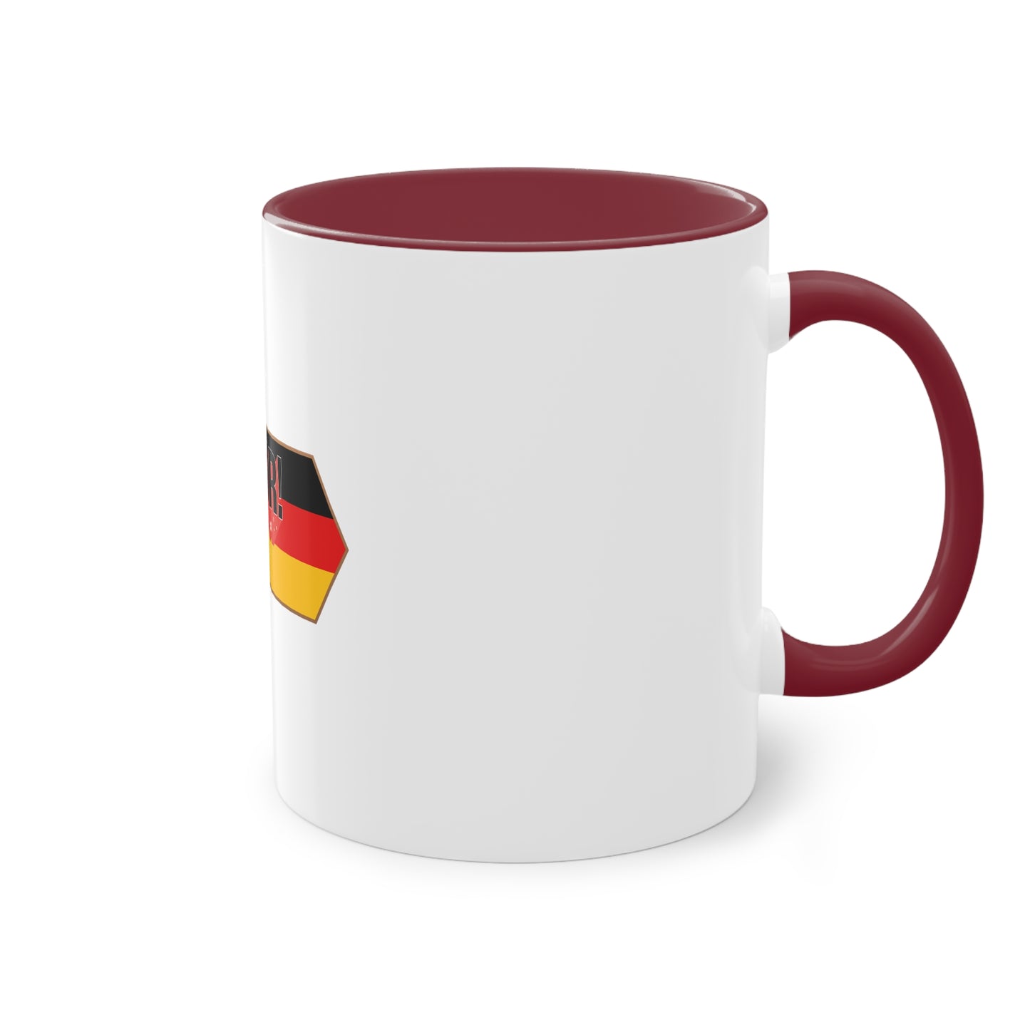Tor!, Deutschland auf Kaffeetassen, Teetassen bedruckt; weißer Außenbereich mit mehrfarbigem Innenbereich und Henkel, große; 11 Unzen