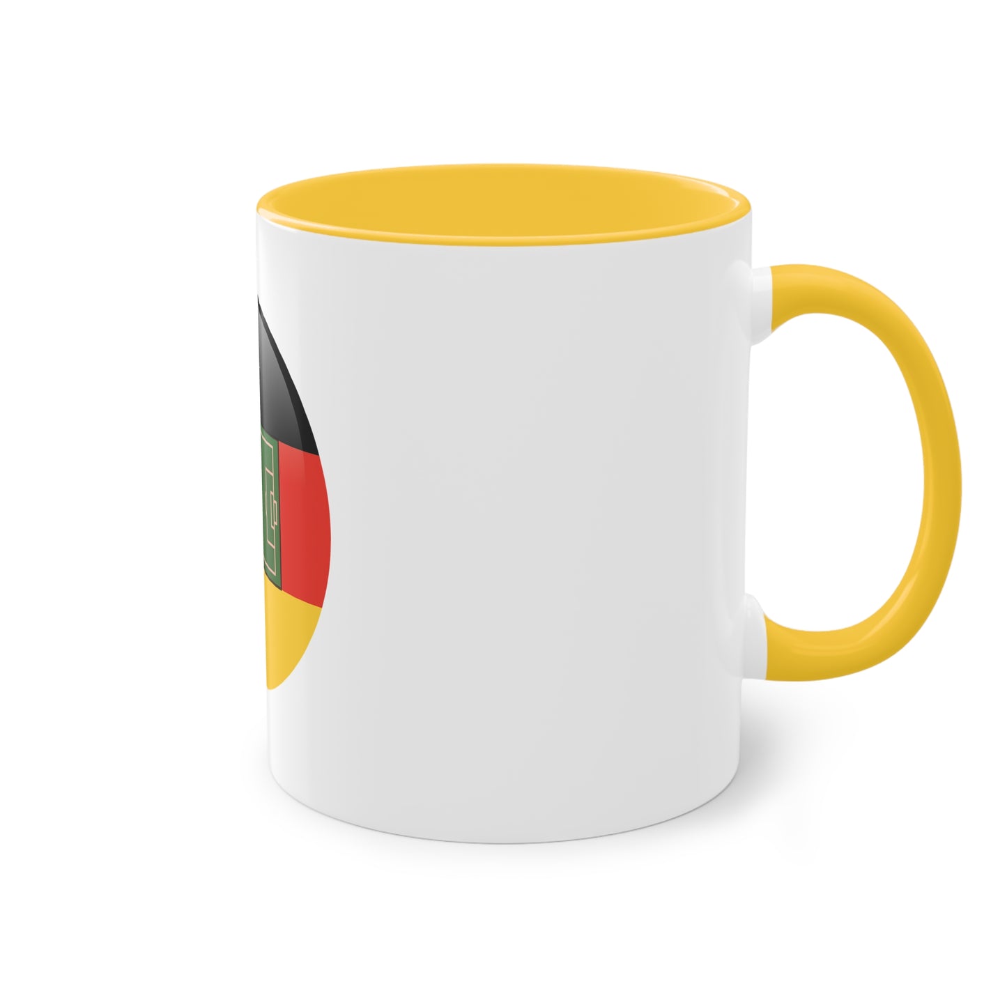 Top Qualität deutsches Soccer - auf Kaffeetassen, Teetassen bedruckt; weißer Außenbereich mit mehrfarbigem Innenbereich und Henkel, große; 11 Unzen