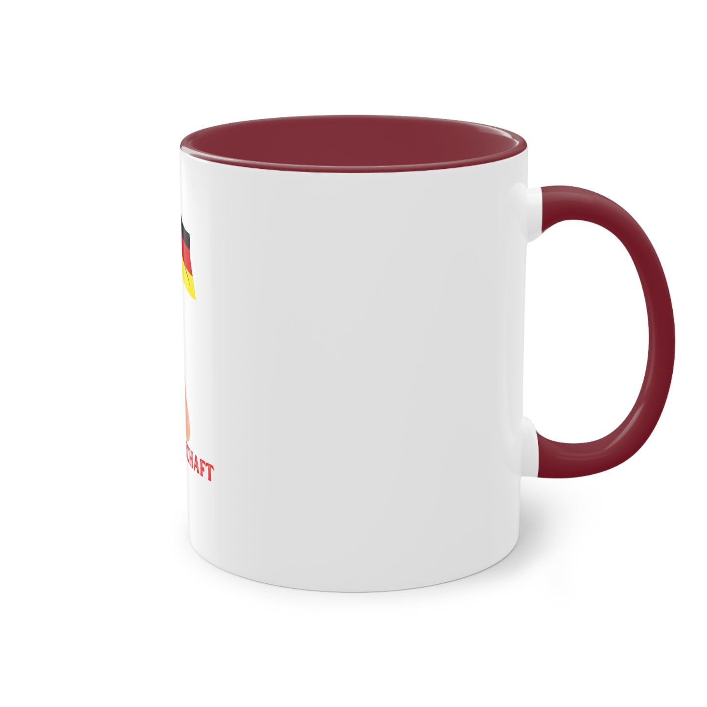 Fans für die Mannschaft, für Deutschland – Perfekt für den Morgenkaffee, weißer Außenbereich mit mehrfarbigem Innenbereich und Henkel, große; 11 Unzen