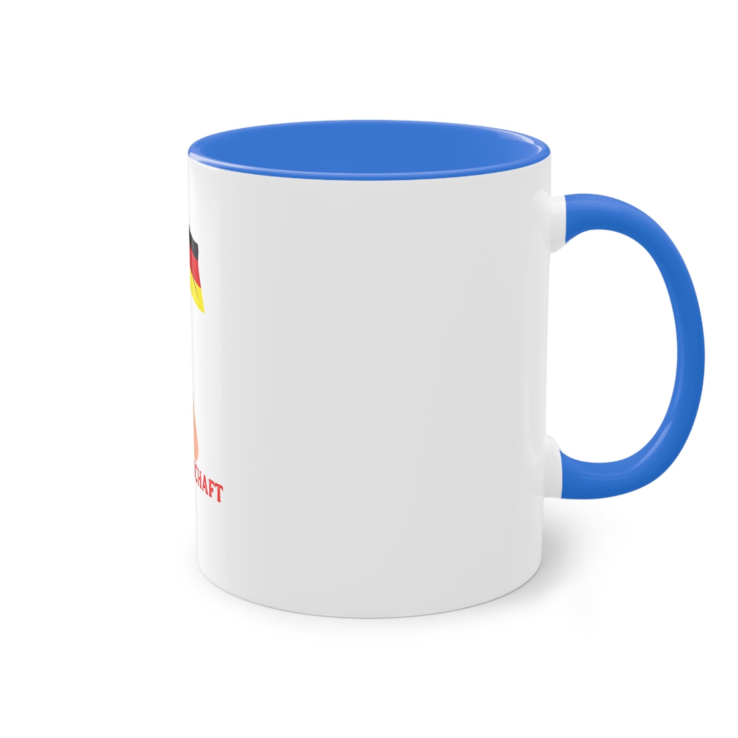 Fans für die Mannschaft, für Deutschland – Perfekt für den Morgenkaffee, weißer Außenbereich mit mehrfarbigem Innenbereich und Henkel, große; 11 Unzen
