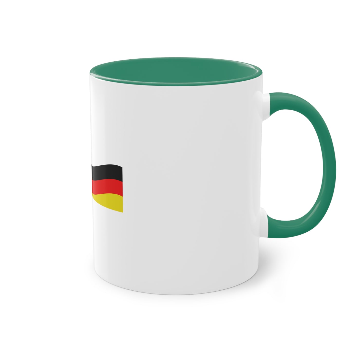 Deutsche bunten Welle auf Kaffeetassen, Teetassen bedruckt; weißer Außenbereich mit mehrfarbigem Innenbereich und Henkel, große; 11 Unzen