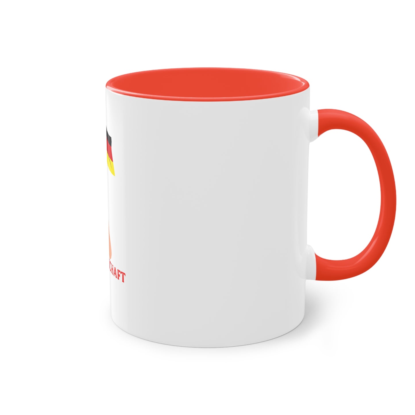 Fans für die Mannschaft, für Deutschland – Perfekt für den Morgenkaffee, weißer Außenbereich mit mehrfarbigem Innenbereich und Henkel, große; 11 Unzen