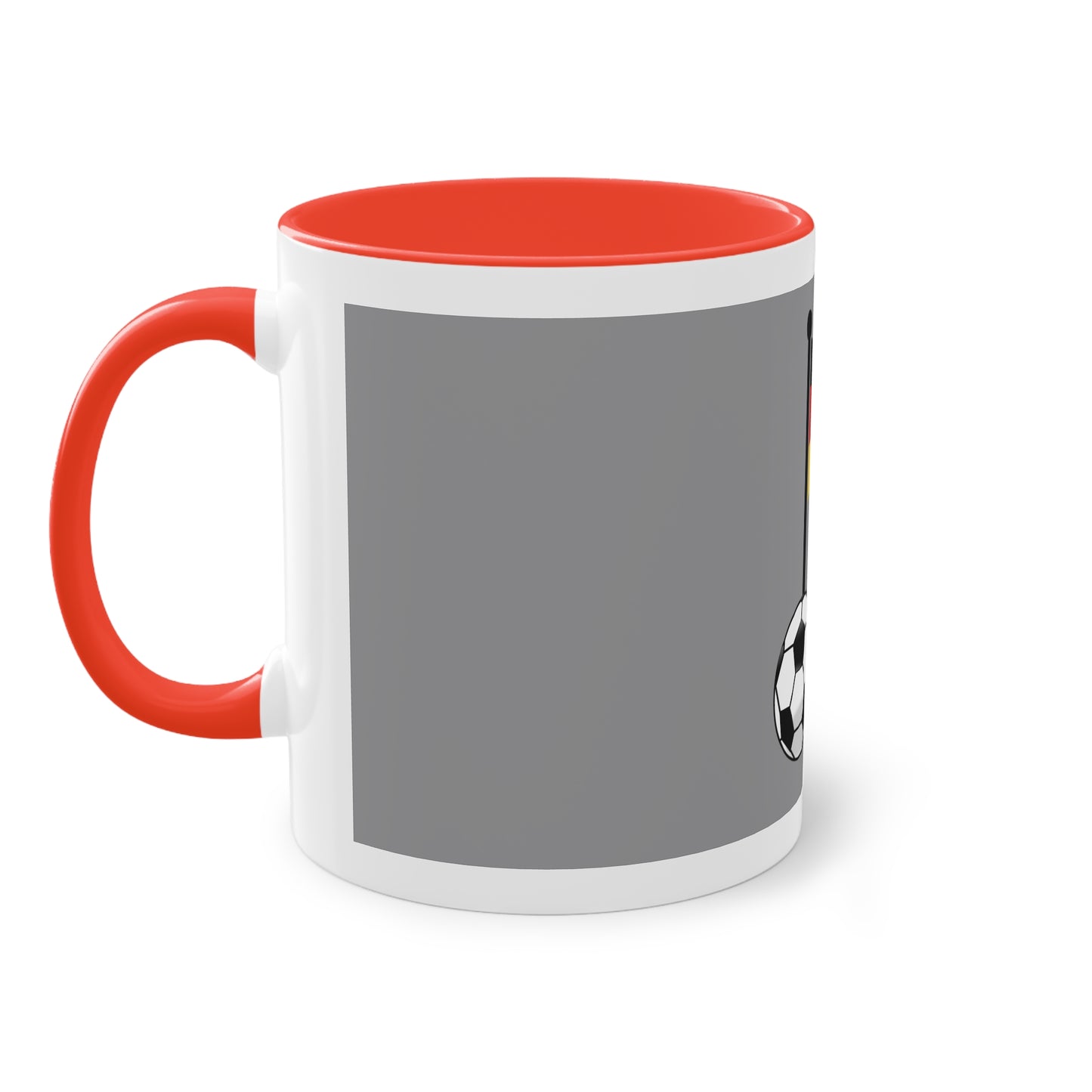Hochwertige Teetassen mit deutschen Kulturmotiven - Soccer Motiv– Perfekt für den Morgenkaffee, weißer Außenbereich mit mehrfarbigem Innenbereich und Henkel, große; 11 Unzen