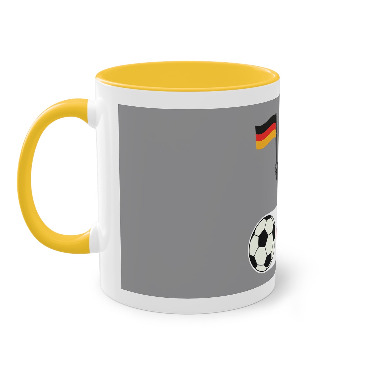 Germany - Top Fan forever - auf Kaffeetassen bedruckt; weißer Außenbereich mit mehrfarbigem Innenbereich und Henkel, große; 11 Unzen