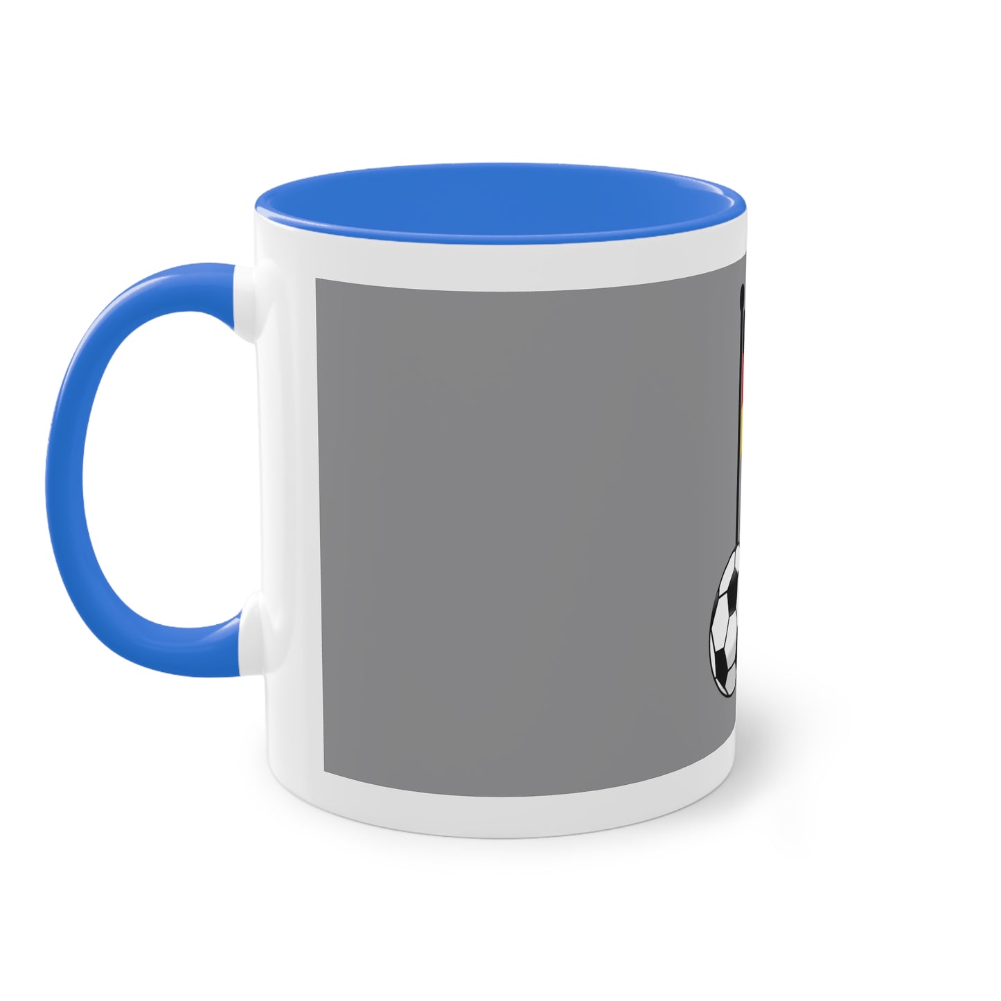 Hochwertige Teetassen mit deutschen Kulturmotiven - Soccer Motiv– Perfekt für den Morgenkaffee, weißer Außenbereich mit mehrfarbigem Innenbereich und Henkel, große; 11 Unzen