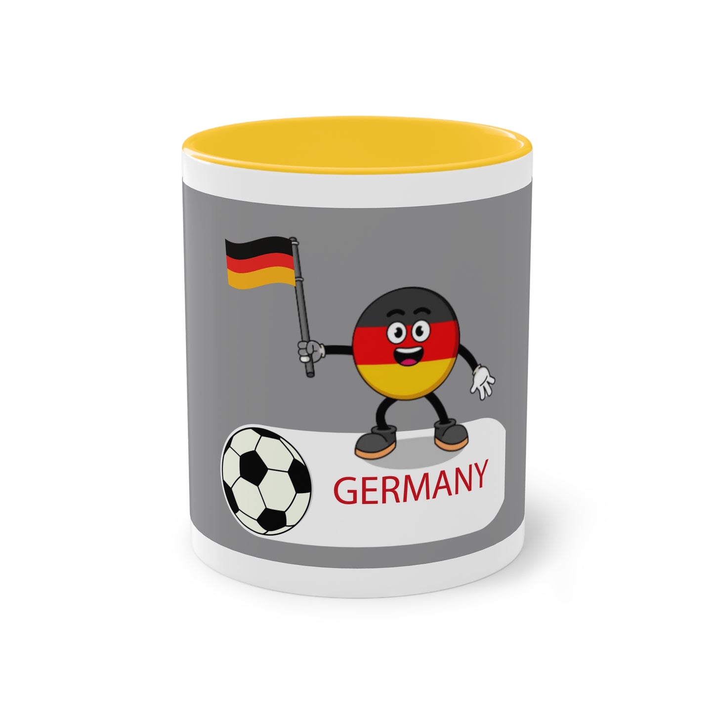 Germany - Top Fan forever - auf Kaffeetassen bedruckt; weißer Außenbereich mit mehrfarbigem Innenbereich und Henkel, große; 11 Unzen