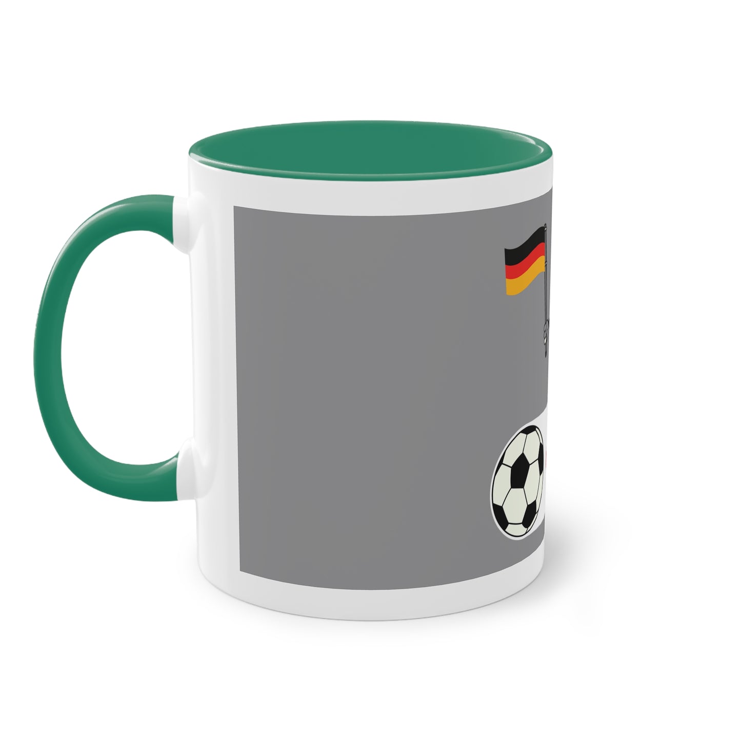 Germany - Top Fan forever - auf Kaffeetassen bedruckt; weißer Außenbereich mit mehrfarbigem Innenbereich und Henkel, große; 11 Unzen