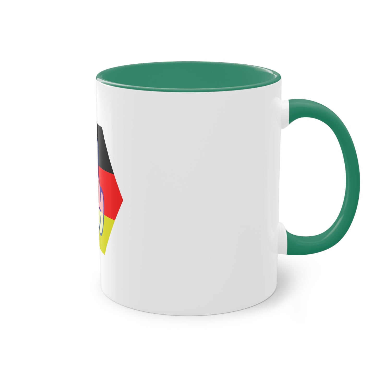 DE Thumbs-up auf Kaffeetassen, Teetassen bedruckt; weißer Außenbereich mit mehrfarbigem Innenbereich und Henkel, große; 11 Unzen