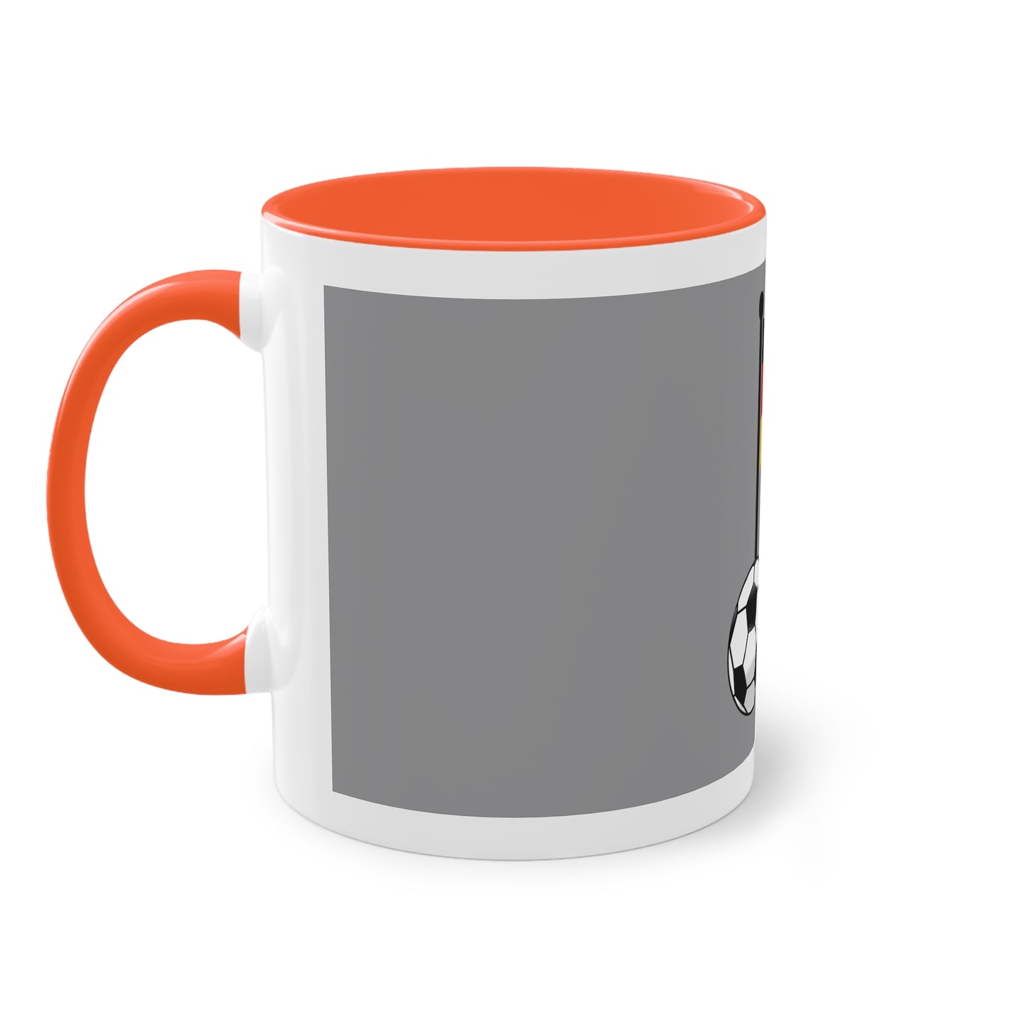 Hochwertige Teetassen mit deutschen Kulturmotiven - Soccer Motiv– Perfekt für den Morgenkaffee, weißer Außenbereich mit mehrfarbigem Innenbereich und Henkel, große; 11 Unzen