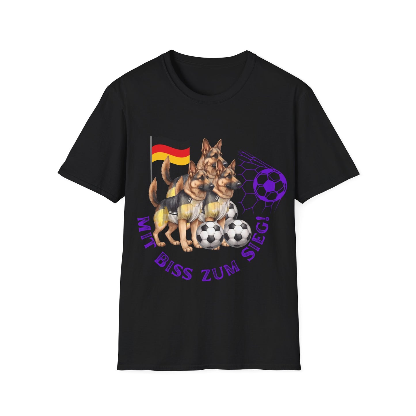 Mit biss zum Sieg für Deutschland, Fußballs Top-Hundefans auf Unisex-T-Shirts