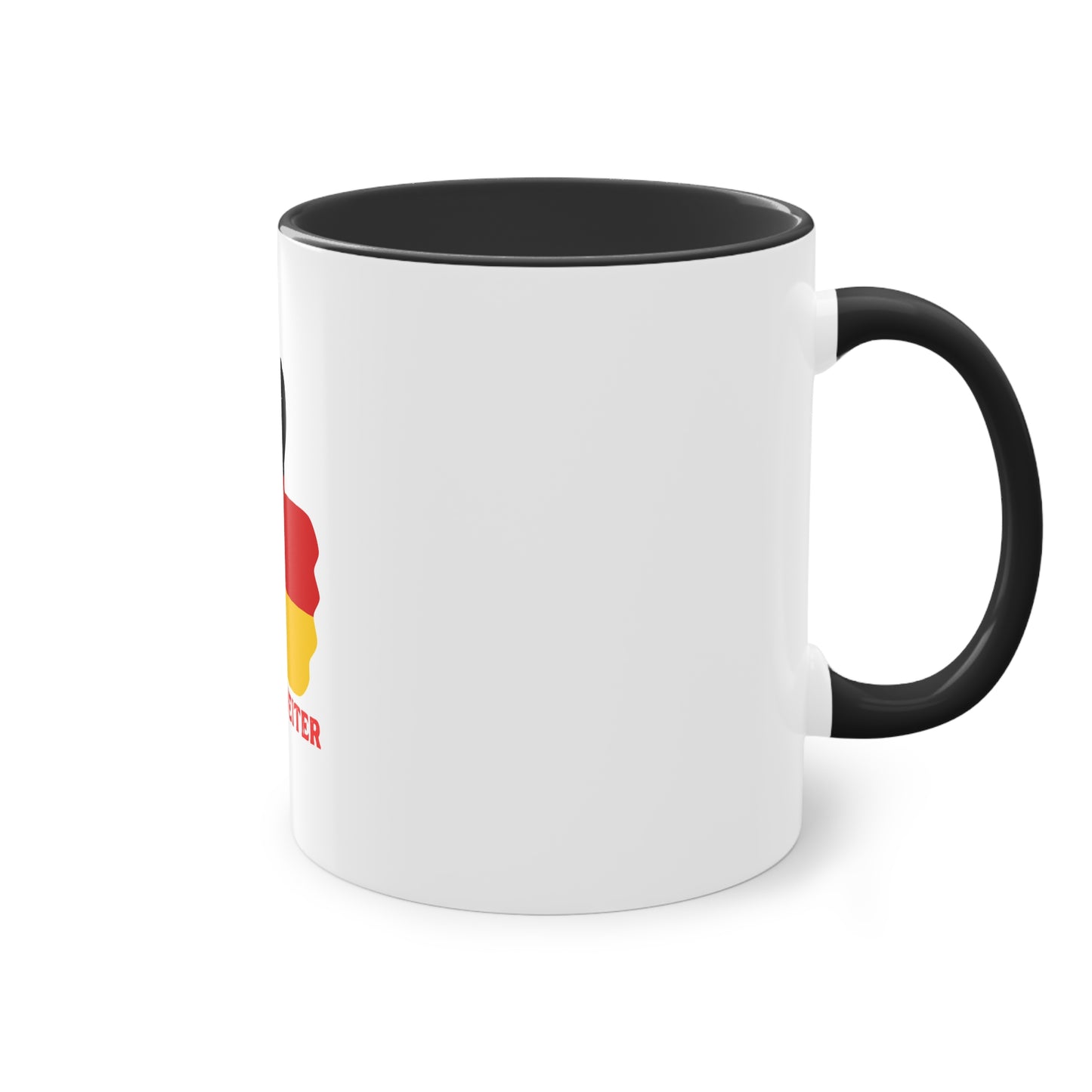 Immer weiter für Deutschland auf Kaffeetassen, Teetassen bedruckt; weißer Außenbereich mit mehrfarbigem Innenbereich und Henkel, große; 11 Unzen
