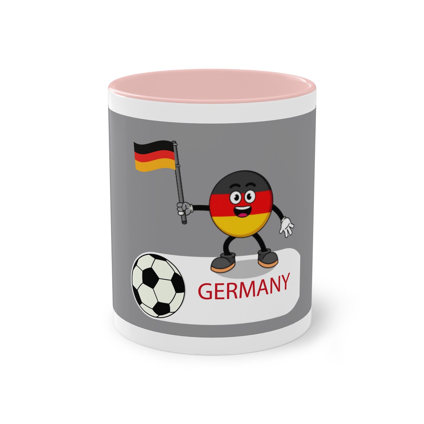 Germany - Top Fan forever - auf Kaffeetassen bedruckt; weißer Außenbereich mit mehrfarbigem Innenbereich und Henkel, große; 11 Unzen