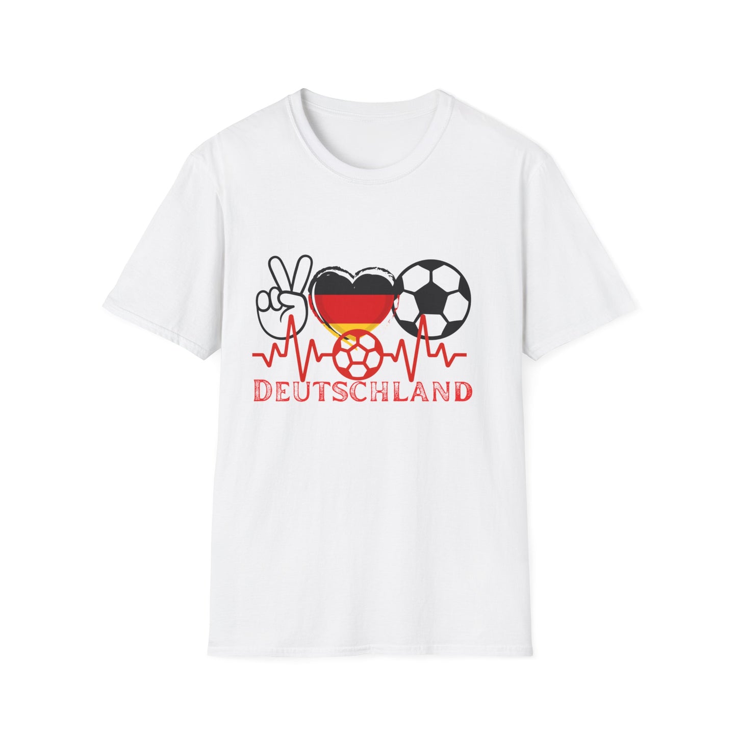 Das Herz und Liebe für Deutschland, Unisex T-Shirt-Motive für Fußballfans, Echte Fanbekleidung, Fantrikot mit Siegen