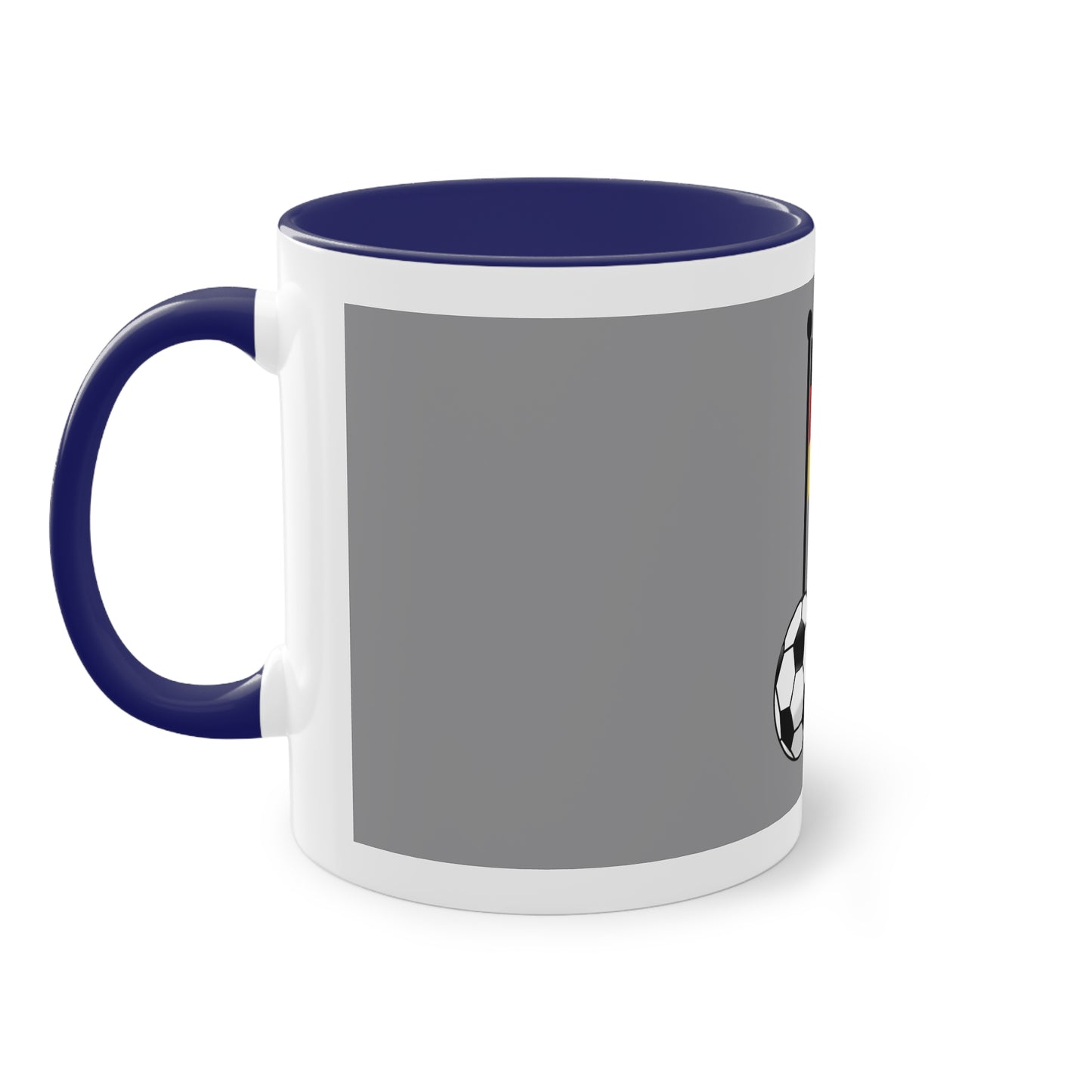 Hochwertige Teetassen mit deutschen Kulturmotiven - Soccer Motiv– Perfekt für den Morgenkaffee, weißer Außenbereich mit mehrfarbigem Innenbereich und Henkel, große; 11 Unzen