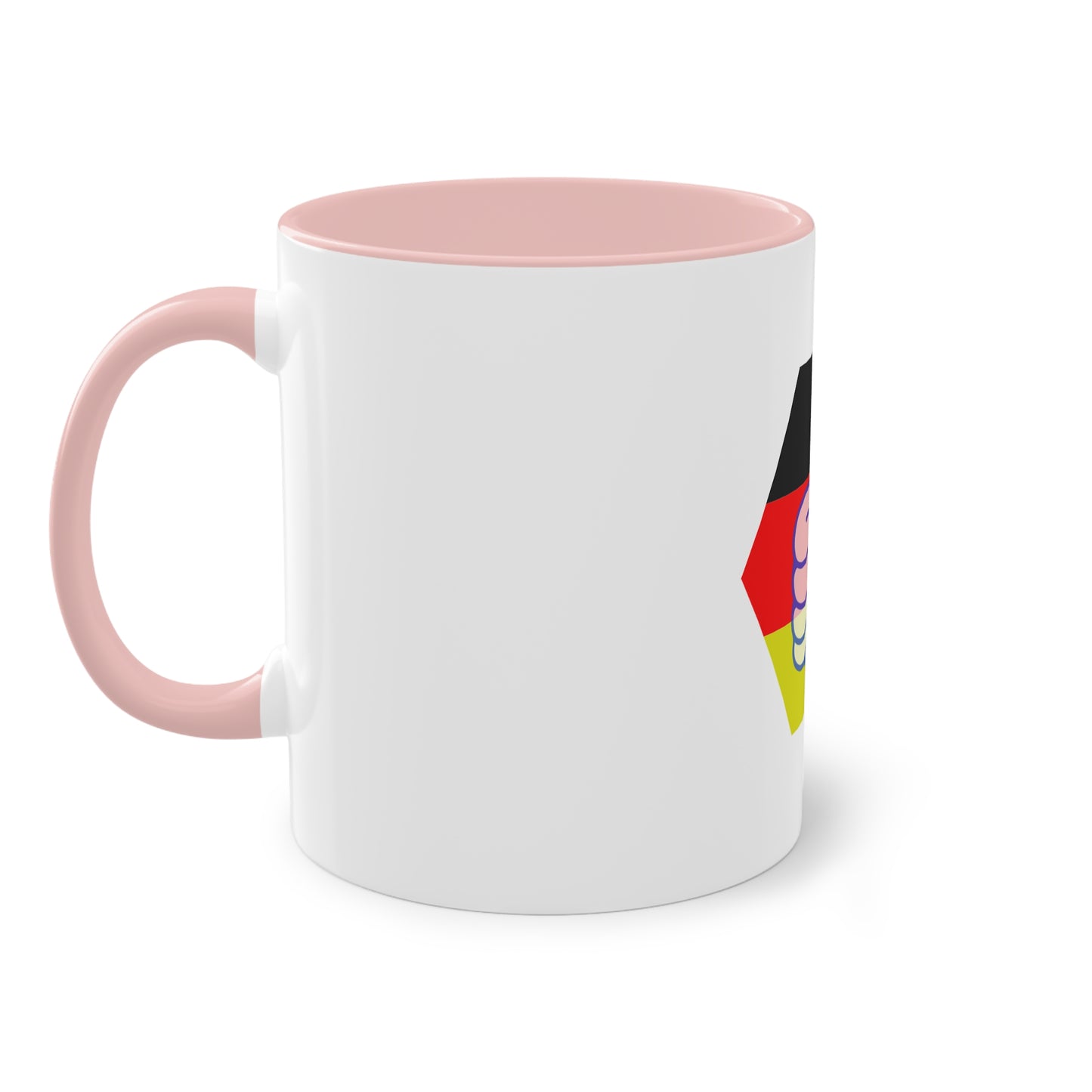DE Thumbs-up auf Kaffeetassen, Teetassen bedruckt; weißer Außenbereich mit mehrfarbigem Innenbereich und Henkel, große; 11 Unzen