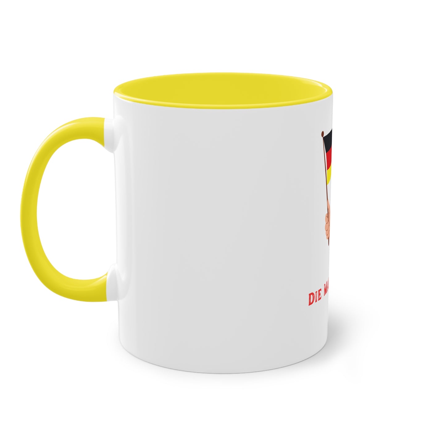 Fans für die Mannschaft, für Deutschland – Perfekt für den Morgenkaffee, weißer Außenbereich mit mehrfarbigem Innenbereich und Henkel, große; 11 Unzen