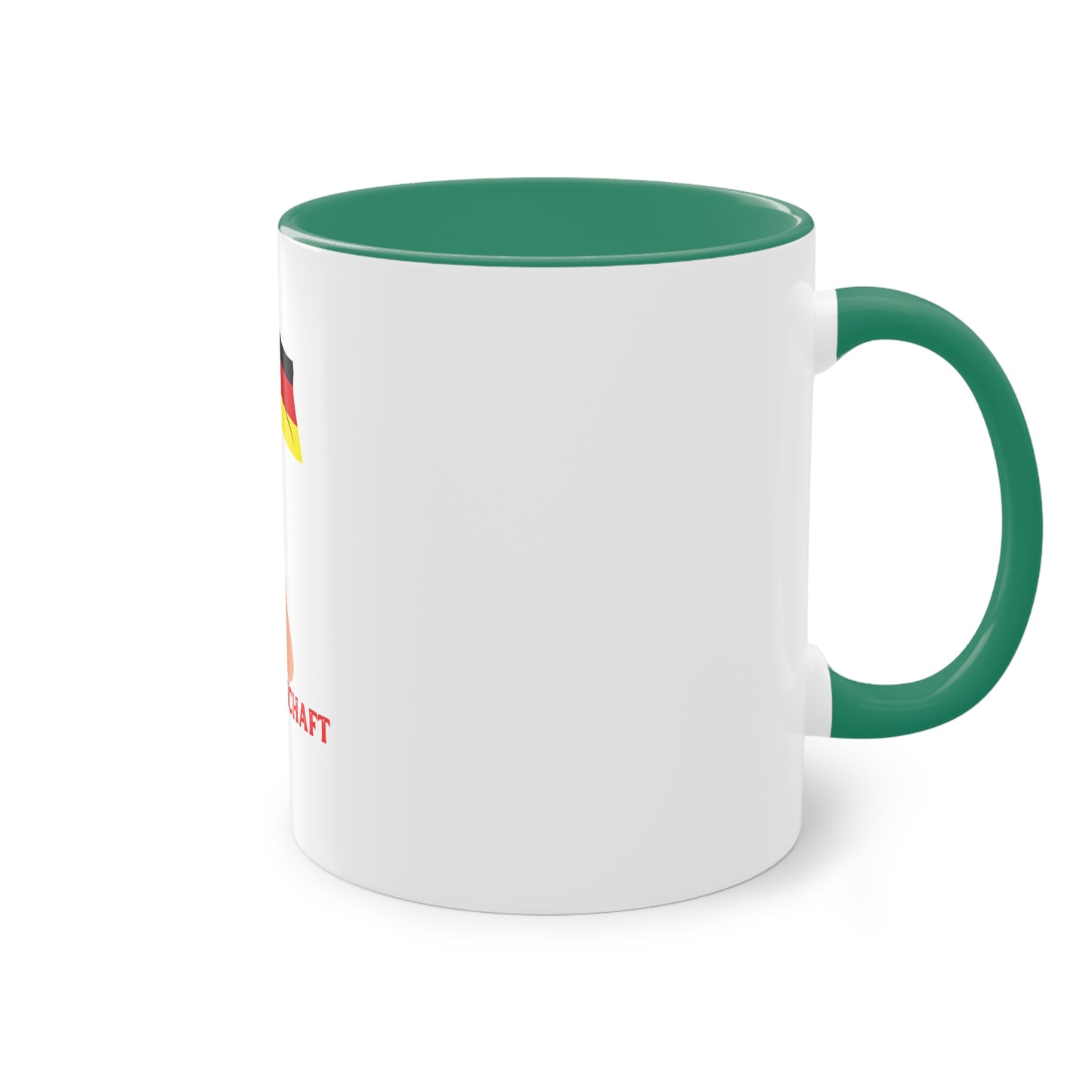 Fans für die Mannschaft, für Deutschland – Perfekt für den Morgenkaffee, weißer Außenbereich mit mehrfarbigem Innenbereich und Henkel, große; 11 Unzen