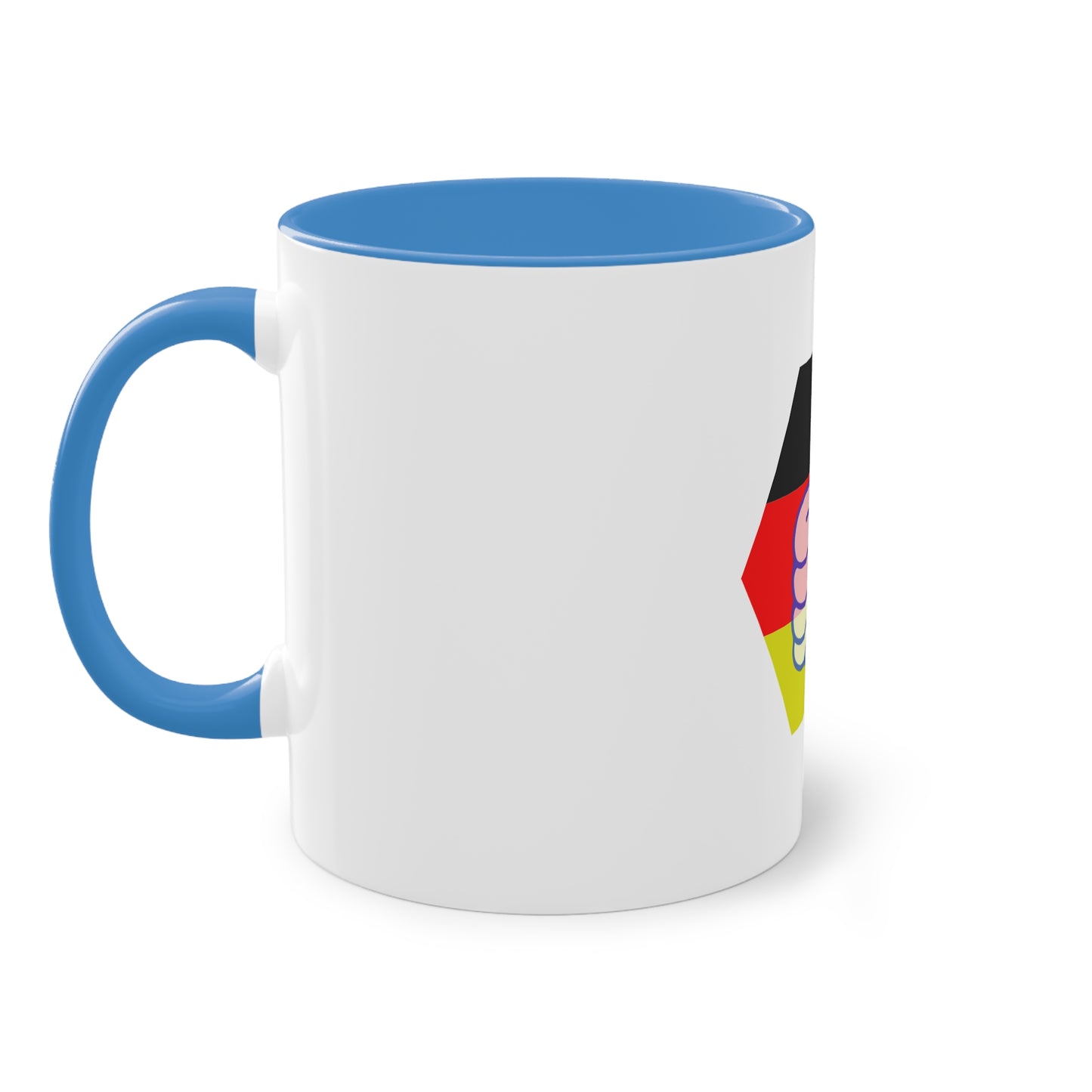 DE Thumbs-up auf Kaffeetassen, Teetassen bedruckt; weißer Außenbereich mit mehrfarbigem Innenbereich und Henkel, große; 11 Unzen