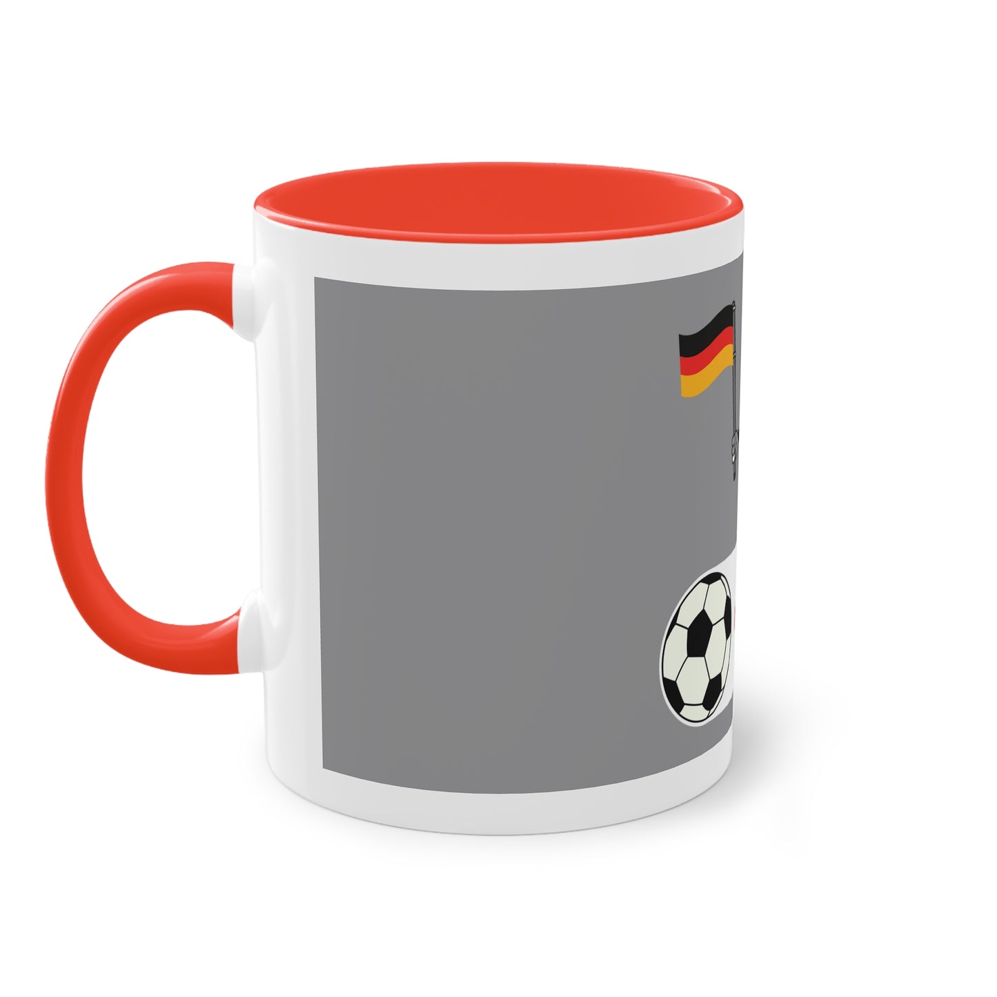 Germany - Top Fan forever - auf Kaffeetassen bedruckt; weißer Außenbereich mit mehrfarbigem Innenbereich und Henkel, große; 11 Unzen