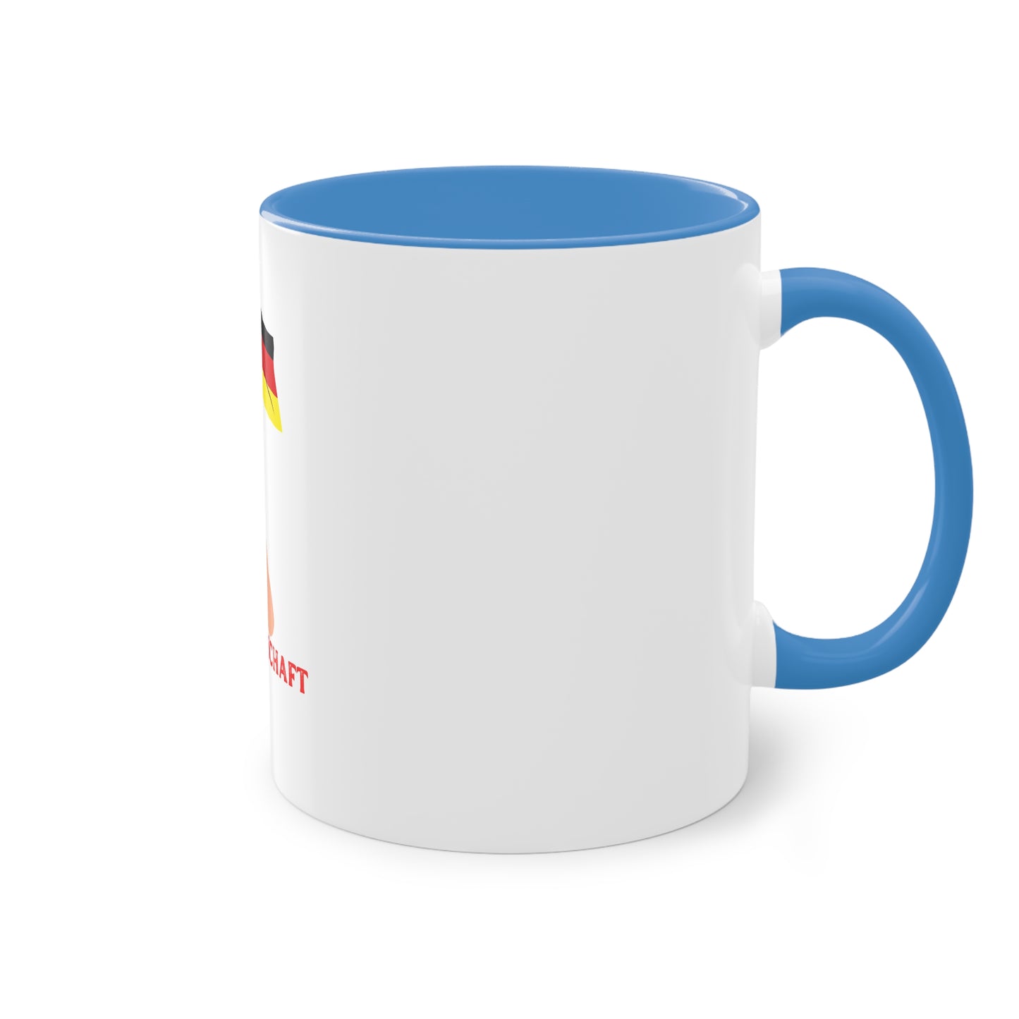 Fans für die Mannschaft, für Deutschland – Perfekt für den Morgenkaffee, weißer Außenbereich mit mehrfarbigem Innenbereich und Henkel, große; 11 Unzen