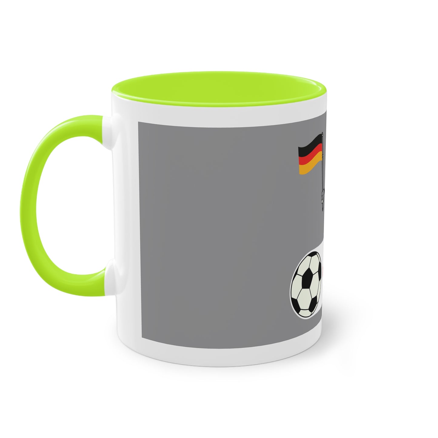 Germany - Top Fan forever - auf Kaffeetassen bedruckt; weißer Außenbereich mit mehrfarbigem Innenbereich und Henkel, große; 11 Unzen