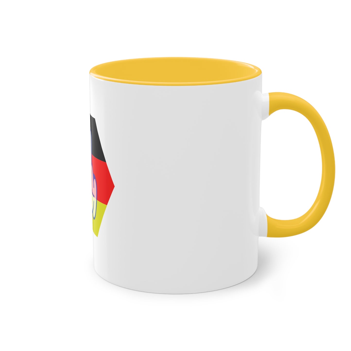 DE Thumbs-up auf Kaffeetassen, Teetassen bedruckt; weißer Außenbereich mit mehrfarbigem Innenbereich und Henkel, große; 11 Unzen