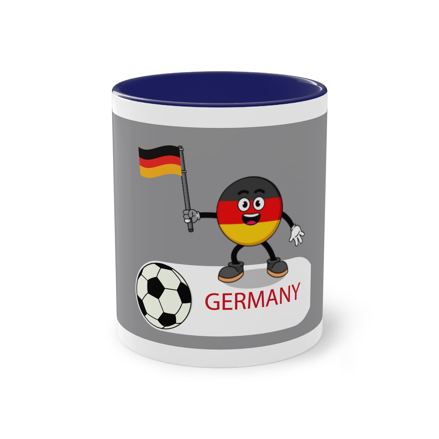 Germany - Top Fan forever - auf Kaffeetassen bedruckt; weißer Außenbereich mit mehrfarbigem Innenbereich und Henkel, große; 11 Unzen