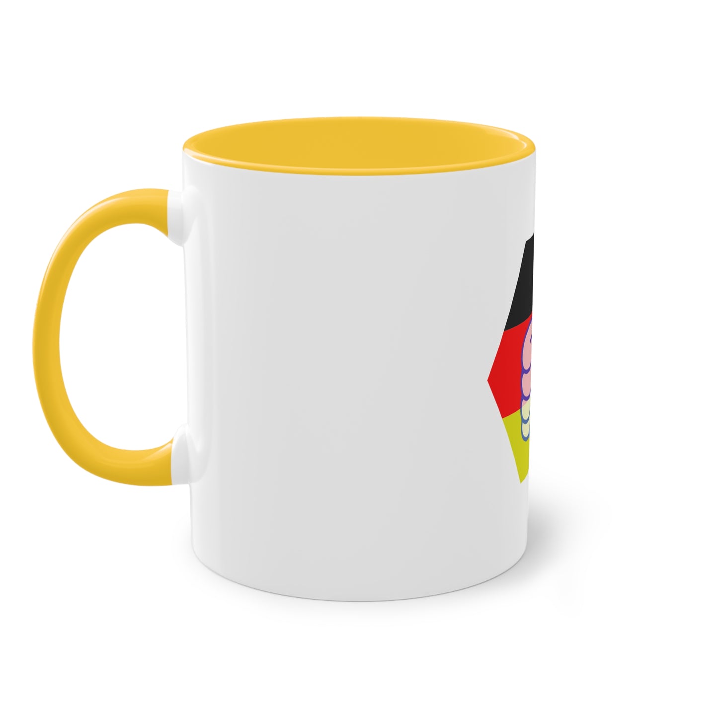 DE Thumbs-up auf Kaffeetassen, Teetassen bedruckt; weißer Außenbereich mit mehrfarbigem Innenbereich und Henkel, große; 11 Unzen