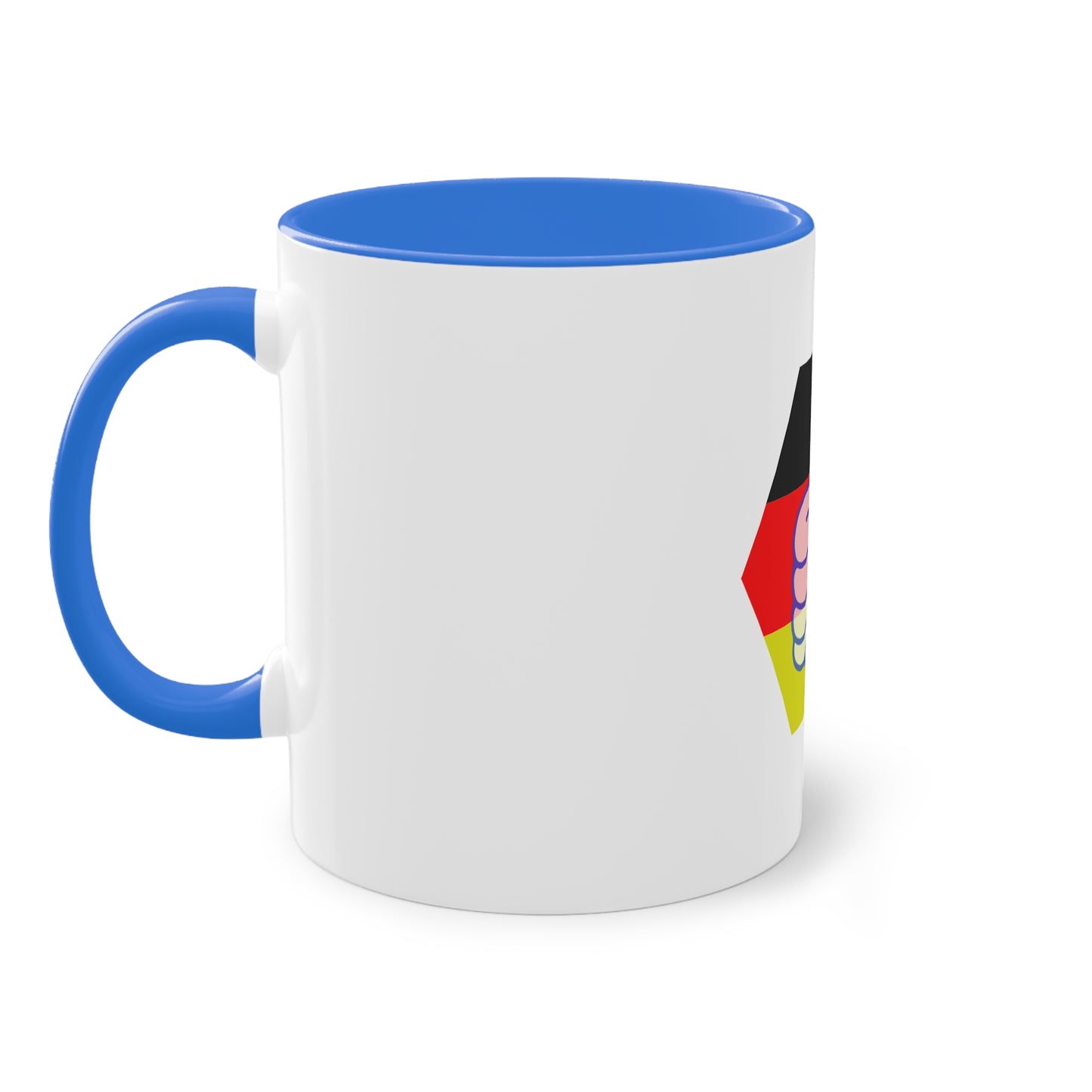 DE Thumbs-up auf Kaffeetassen, Teetassen bedruckt; weißer Außenbereich mit mehrfarbigem Innenbereich und Henkel, große; 11 Unzen