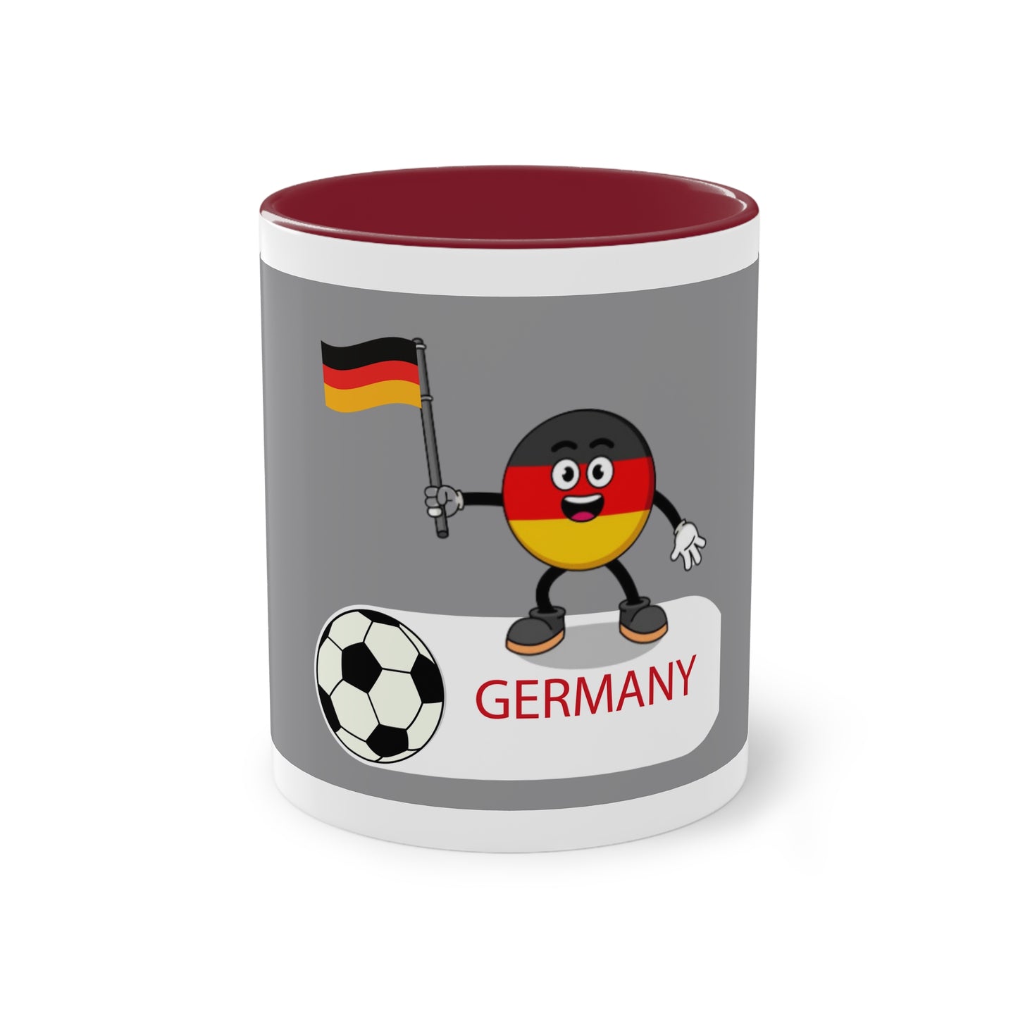 Germany - Top Fan forever - auf Kaffeetassen bedruckt; weißer Außenbereich mit mehrfarbigem Innenbereich und Henkel, große; 11 Unzen