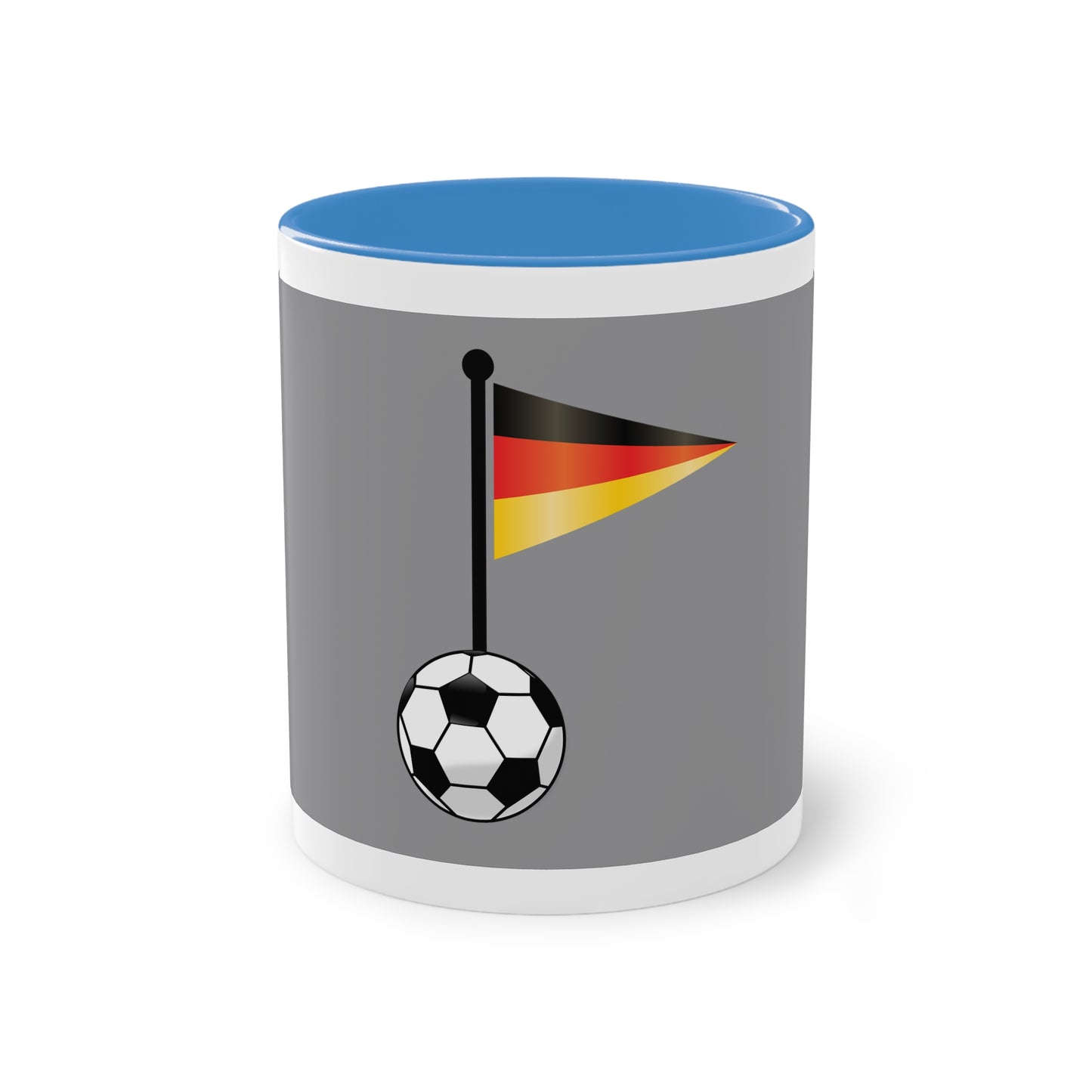 Hochwertige Teetassen mit deutschen Kulturmotiven - Soccer Motiv– Perfekt für den Morgenkaffee, weißer Außenbereich mit mehrfarbigem Innenbereich und Henkel, große; 11 Unzen