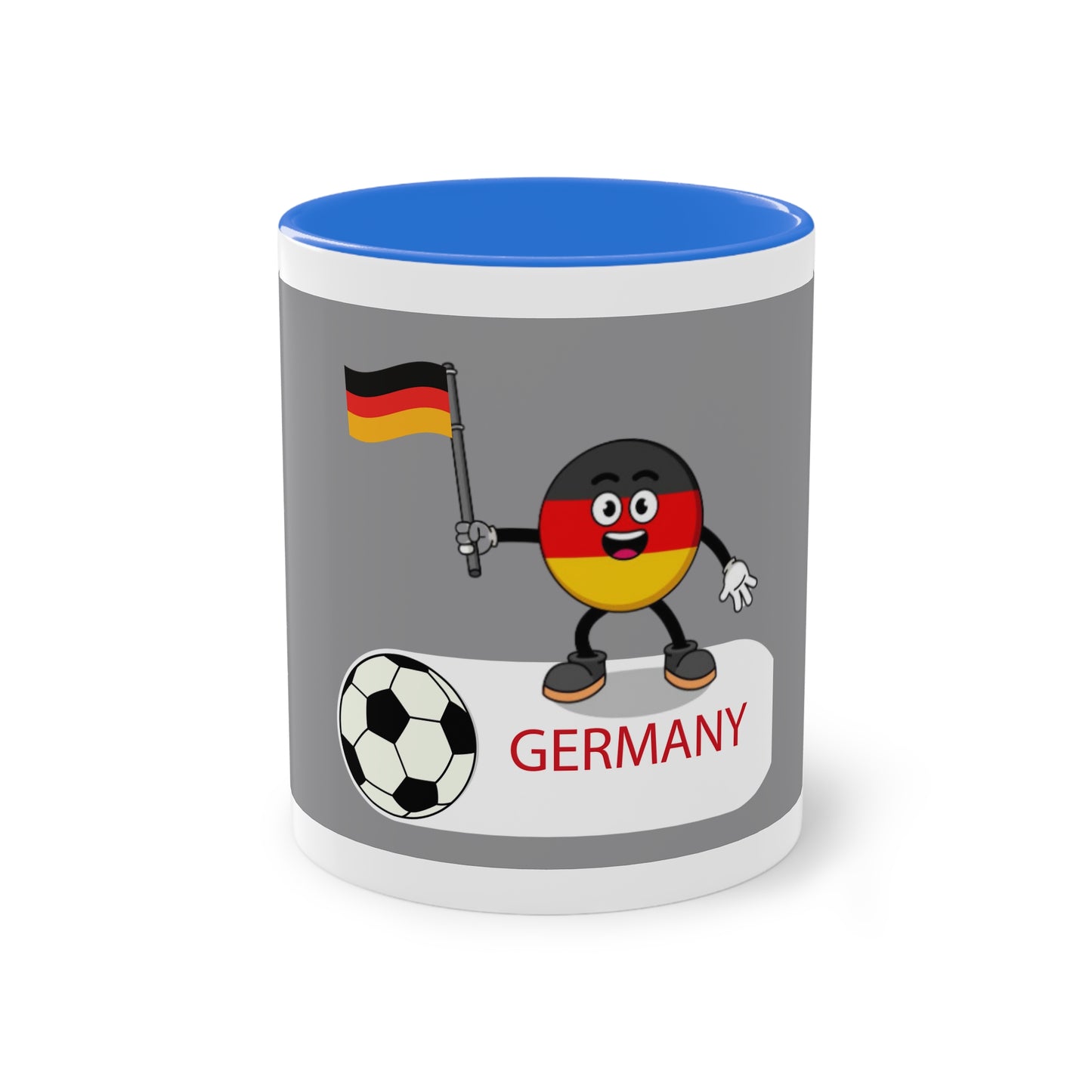 Germany - Top Fan forever - auf Kaffeetassen bedruckt; weißer Außenbereich mit mehrfarbigem Innenbereich und Henkel, große; 11 Unzen