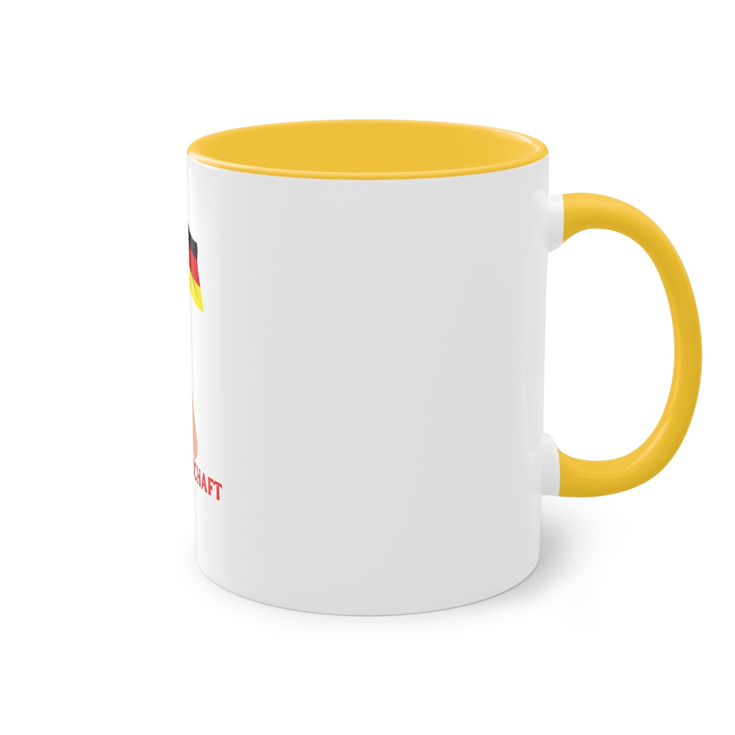 Fans für die Mannschaft, für Deutschland – Perfekt für den Morgenkaffee, weißer Außenbereich mit mehrfarbigem Innenbereich und Henkel, große; 11 Unzen