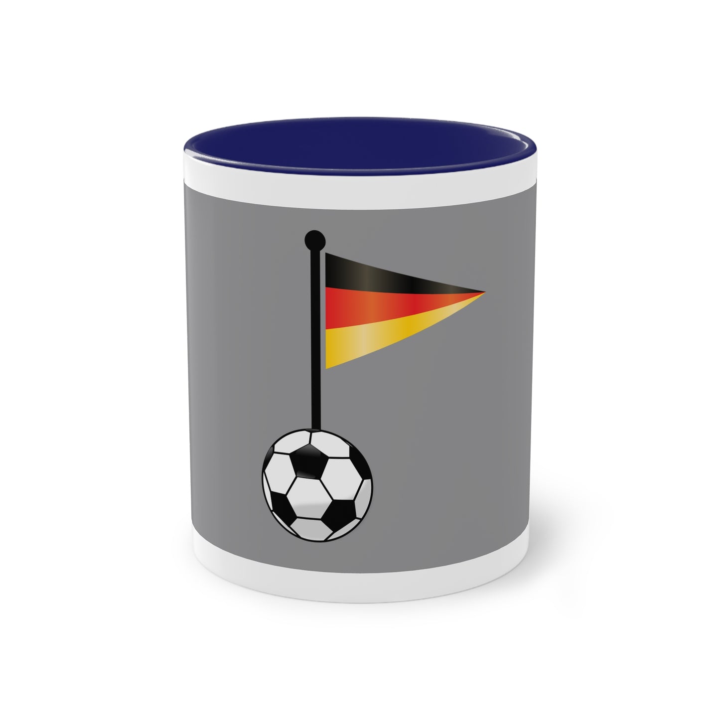 Hochwertige Teetassen mit deutschen Kulturmotiven - Soccer Motiv– Perfekt für den Morgenkaffee, weißer Außenbereich mit mehrfarbigem Innenbereich und Henkel, große; 11 Unzen