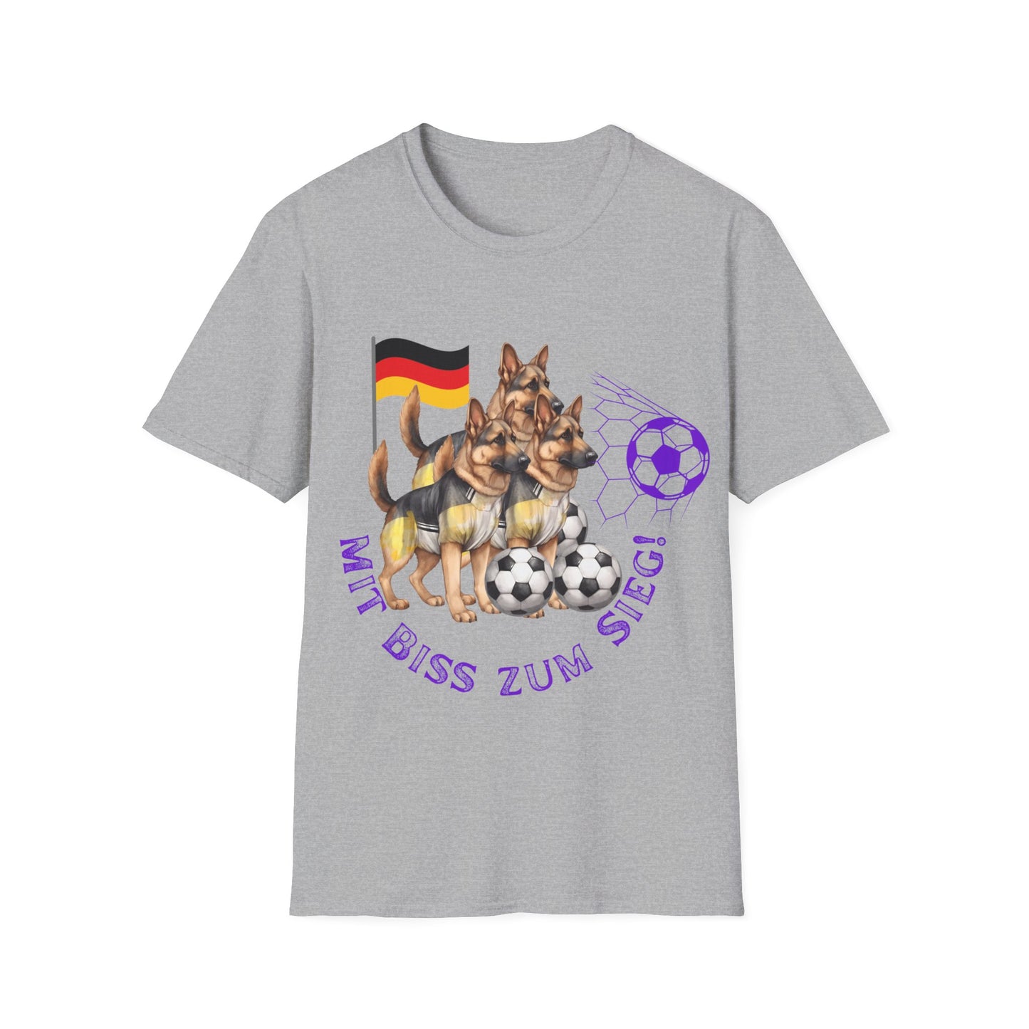 Mit biss zum Sieg für Deutschland, Fußballs Top-Hundefans auf Unisex-T-Shirts