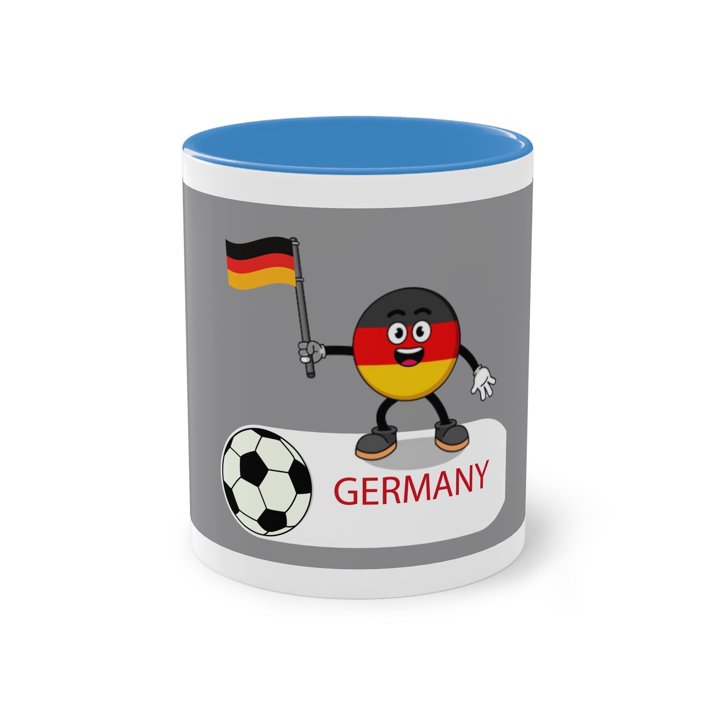Germany - Top Fan forever - auf Kaffeetassen bedruckt; weißer Außenbereich mit mehrfarbigem Innenbereich und Henkel, große; 11 Unzen