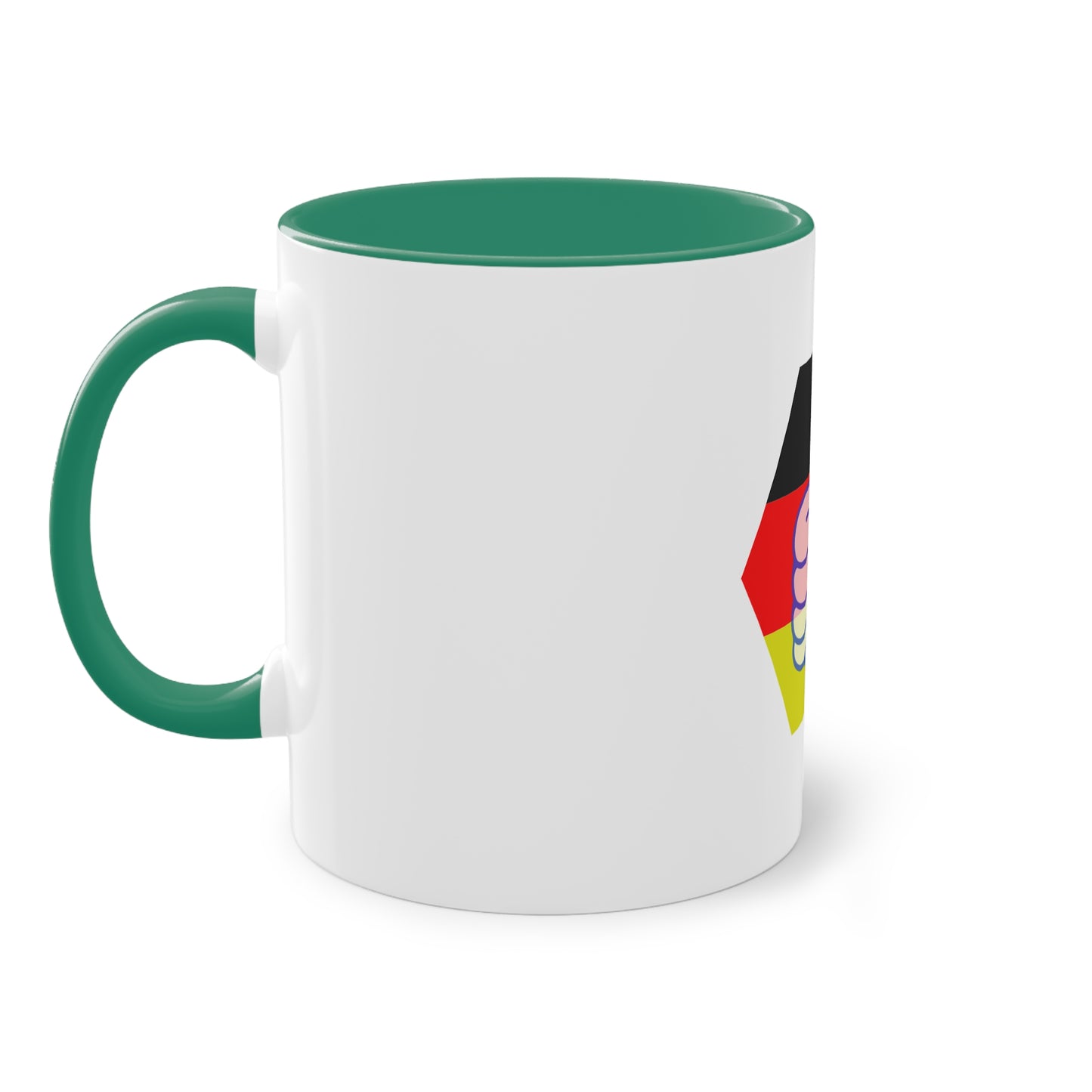 DE Thumbs-up auf Kaffeetassen, Teetassen bedruckt; weißer Außenbereich mit mehrfarbigem Innenbereich und Henkel, große; 11 Unzen