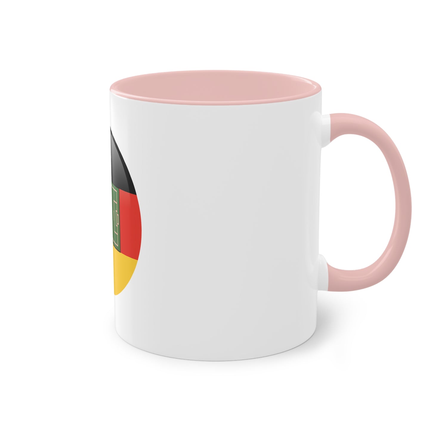Top Qualität deutsches Soccer - auf Kaffeetassen, Teetassen bedruckt; weißer Außenbereich mit mehrfarbigem Innenbereich und Henkel, große; 11 Unzen