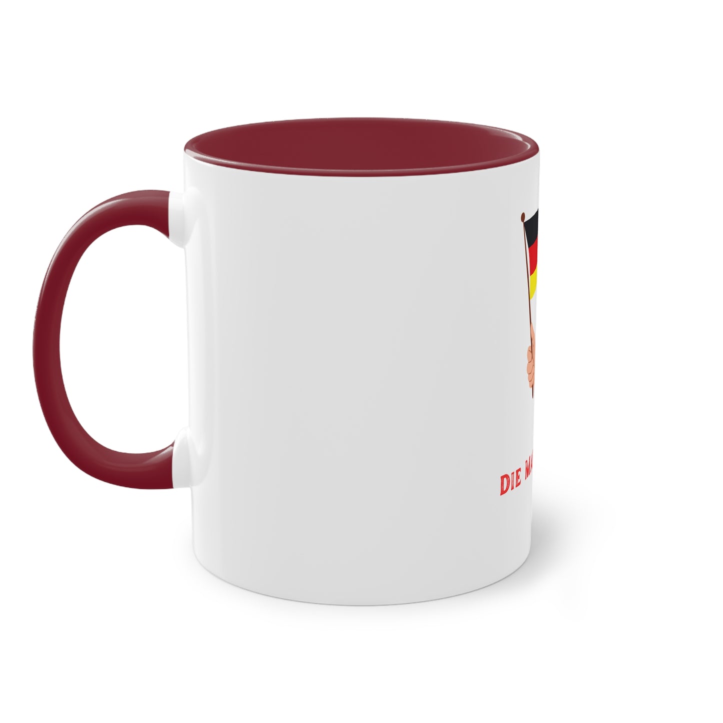 Fans für die Mannschaft, für Deutschland – Perfekt für den Morgenkaffee, weißer Außenbereich mit mehrfarbigem Innenbereich und Henkel, große; 11 Unzen