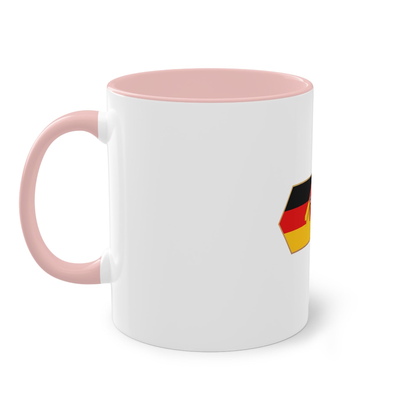 Tor!, Deutschland auf Kaffeetassen, Teetassen bedruckt; weißer Außenbereich mit mehrfarbigem Innenbereich und Henkel, große; 11 Unzen